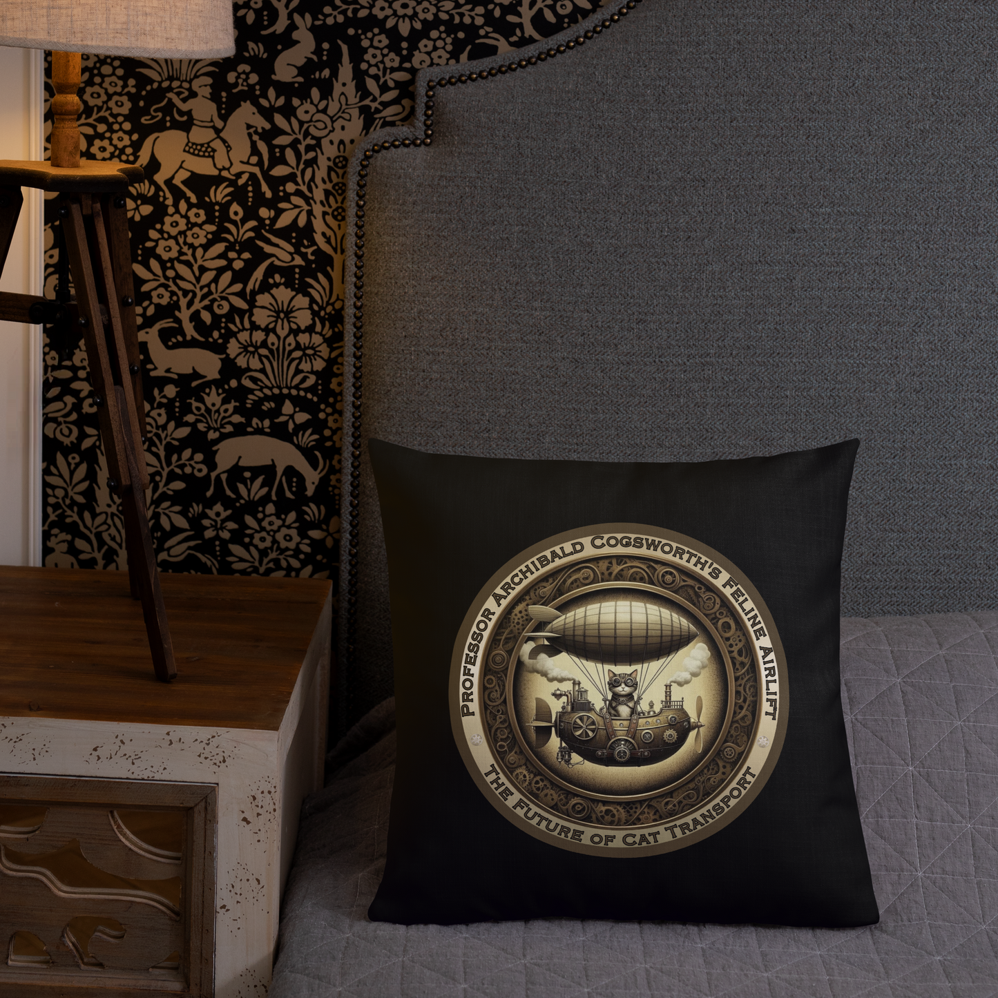 Pillow Cat Gift Cat Lovers Steampunk Cat Victorian Feline Decor Whimsical Throw Pillow Cat Lover Gift Quirky Style Rescue Cat Mom Cat Dad