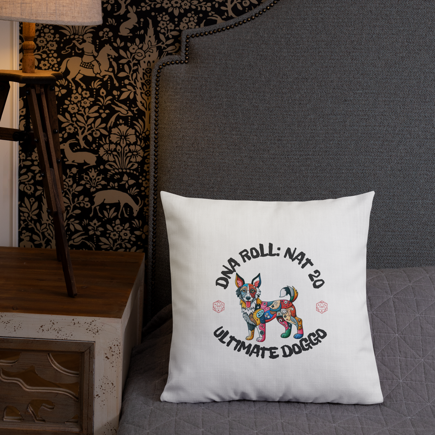 Pillow Throw Gamer Dog Retro Design Dog Lovers Mixed Breed Dogful Geeky Pillow Rescue Mutt Dog Mom Gift Mongrel Pride Gaming Canine Dog Dad