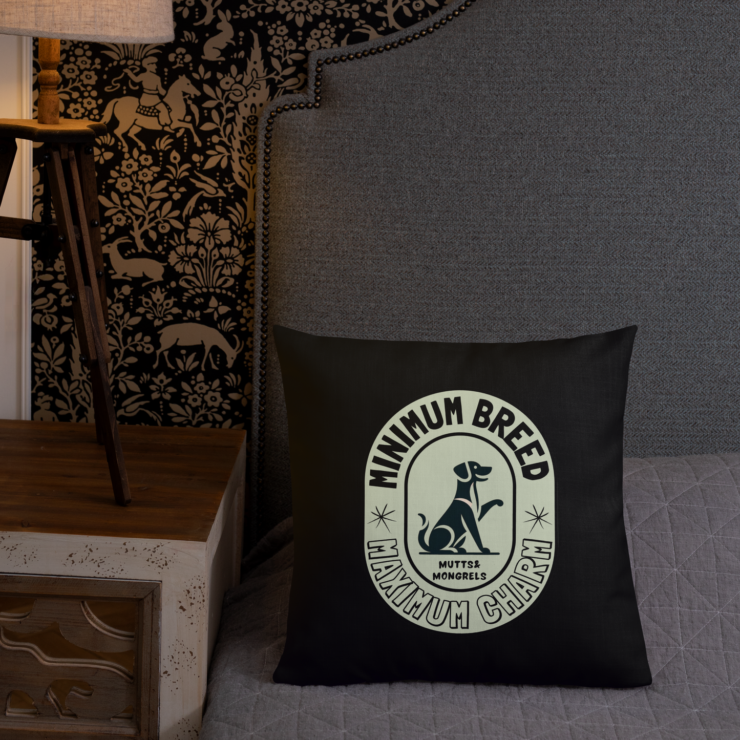 Pillow Throw Pillow Rescue Dog Charm Art Deco Design Dog Lovers Mixed Breed Dogful For Pet Lovers Rescue Mutt Gift Dog Mum Dog Dad Mongrel