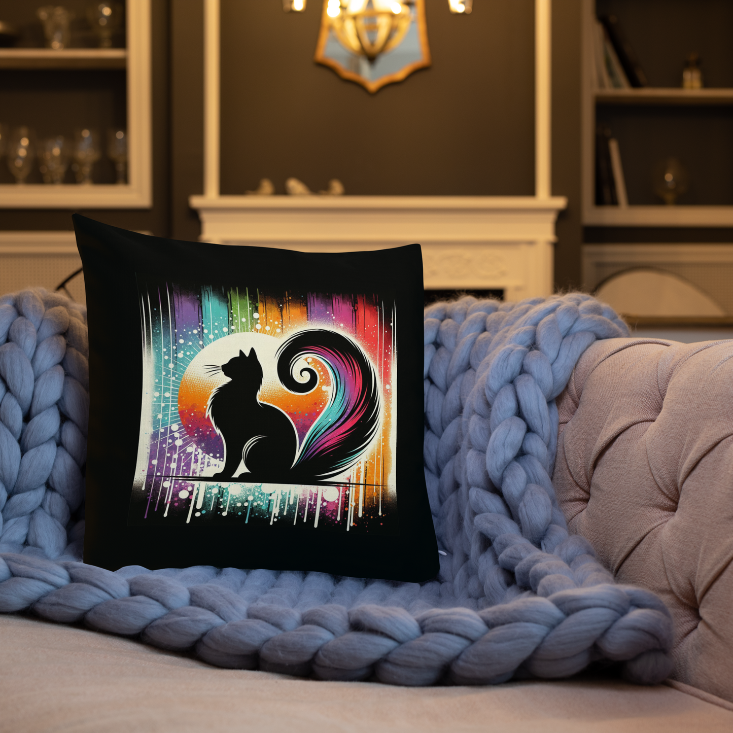 Cat Pillow Art Deco Design For Cat Lovers Retro Sarcastic Feline Throw Cushion Funny Home Decor Housewarming Gift For Cat Parents Rescue Cat