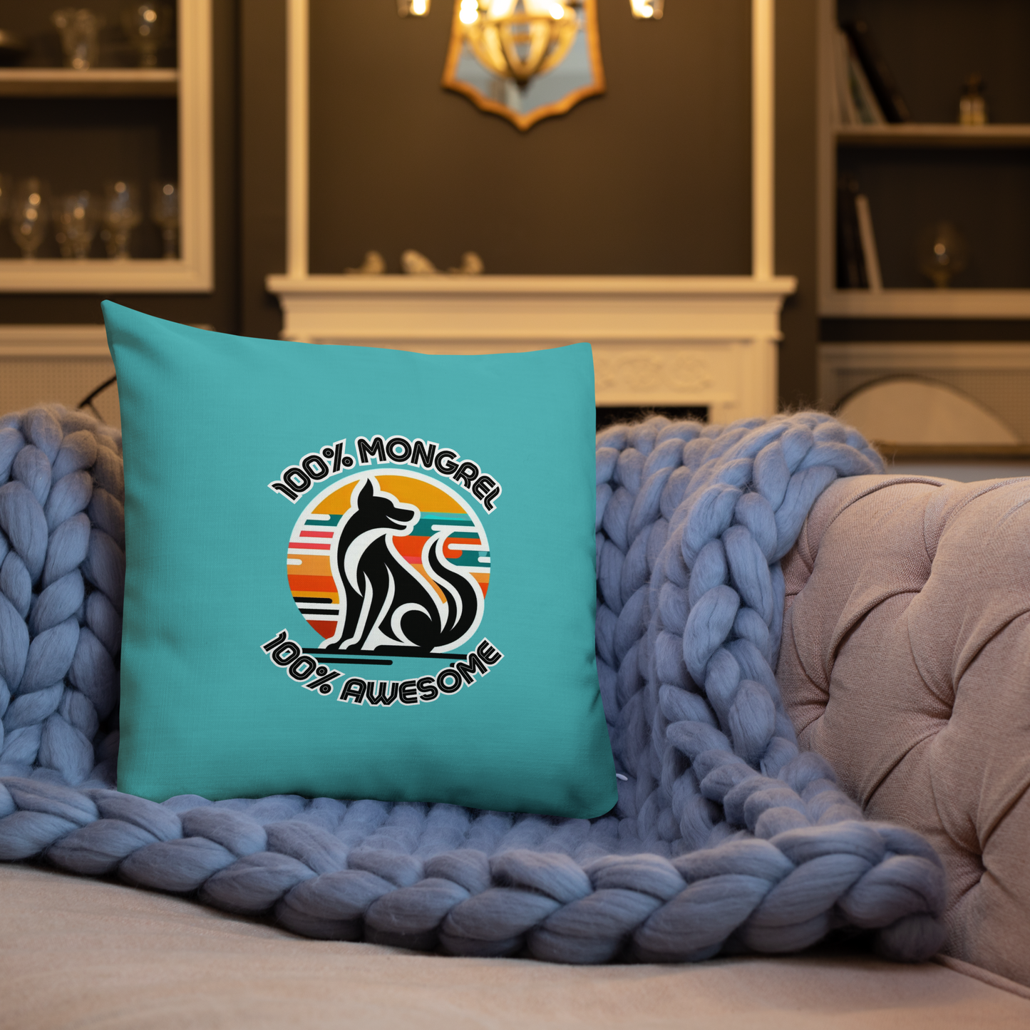 Pillow Throw Rescue Dog Awesome Design For Dog Lovers Mixed Breed Dogful Couch Pillow For Rescue Mutt Homes Retro Dog Mum Dog Dad Mongrel