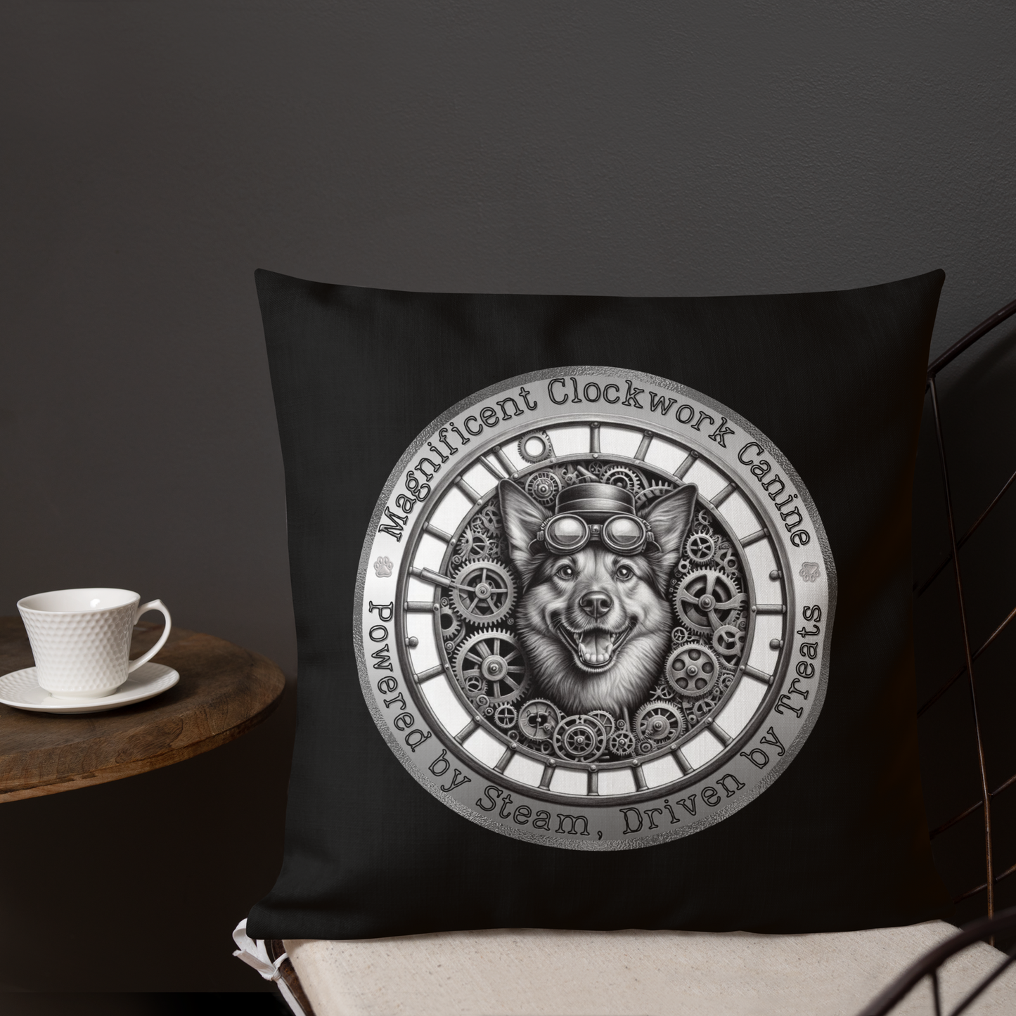 Pillow Throw Clockwork Canine Design For Dog Lovers Mixed Breed Dogful Steampunk Dog Victorian Unique Rescue Mutt Pet Décor Dog Mum Dog Dad