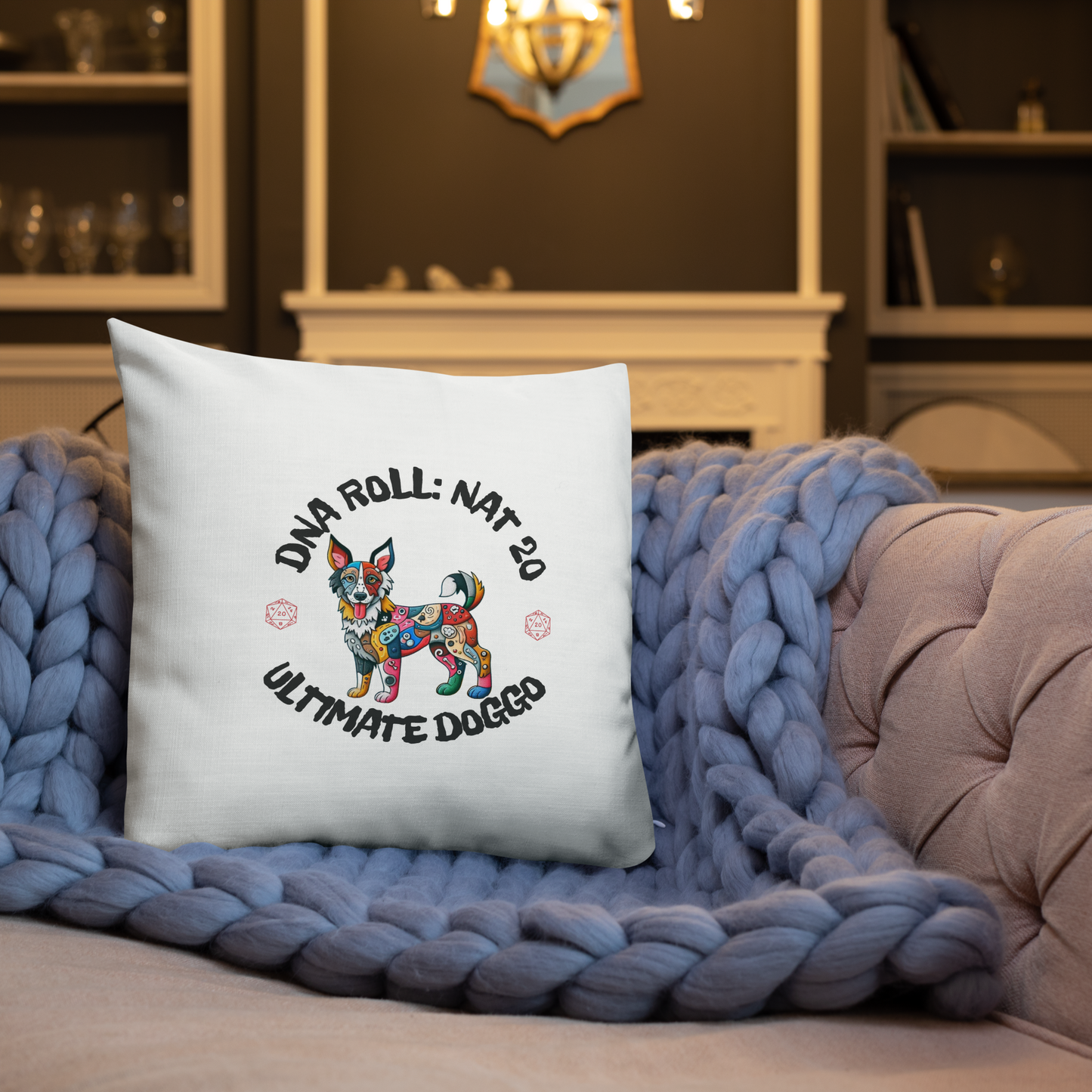 Pillow Throw Gamer Dog Retro Design Dog Lovers Mixed Breed Dogful Geeky Pillow Rescue Mutt Dog Mom Gift Mongrel Pride Gaming Canine Dog Dad