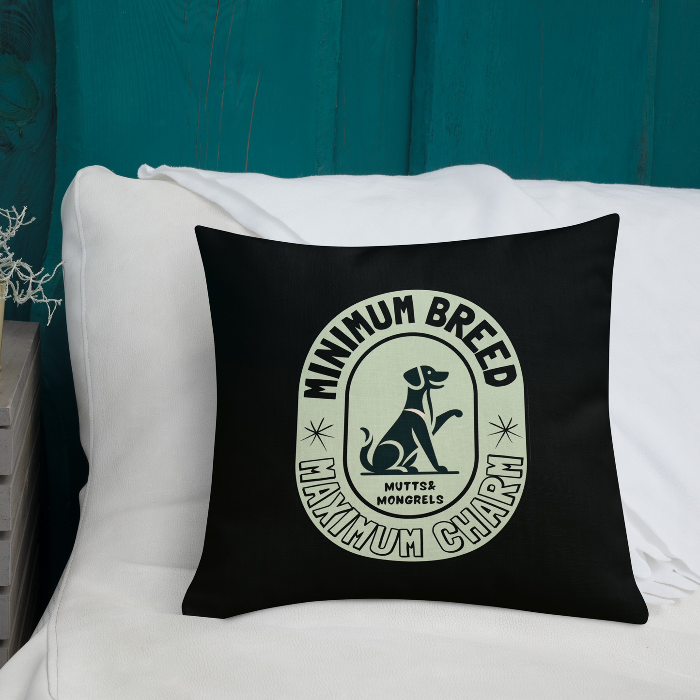 Pillow Throw Pillow Rescue Dog Charm Art Deco Design Dog Lovers Mixed Breed Dogful For Pet Lovers Rescue Mutt Gift Dog Mum Dog Dad Mongrel