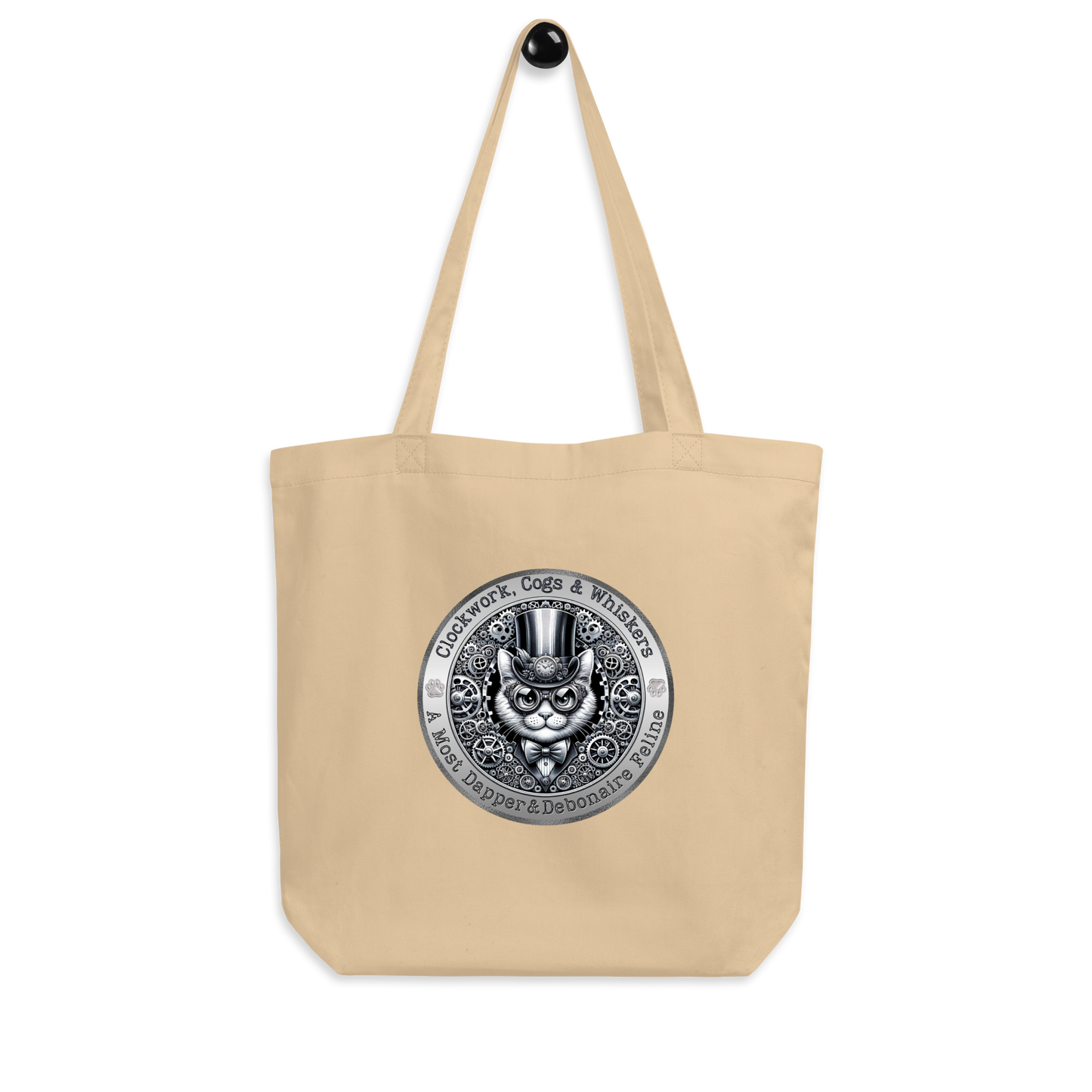 Organic Tote Bag Whiskers Mixed Breed Cat Tote Steampunk Kitty Bag Fantasy Gift Reusable Feline Style Cotton Catful Lovers Unique Victorian