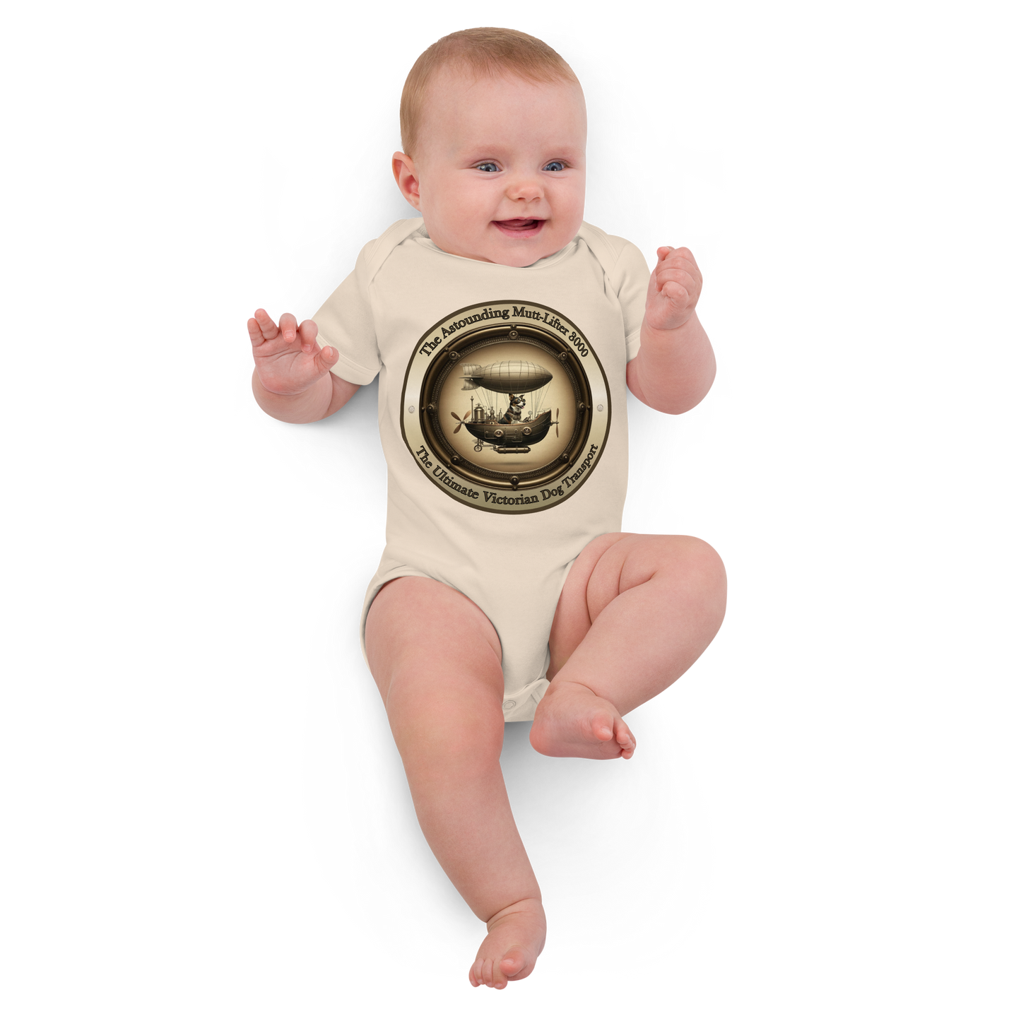 Organic Cotton Baby Bodysuit Steampunk Dog Victorian Style Baby Shower Gift Infant Outfit Quirky Pet Lover Babywear Dog Parent Rescue Dog