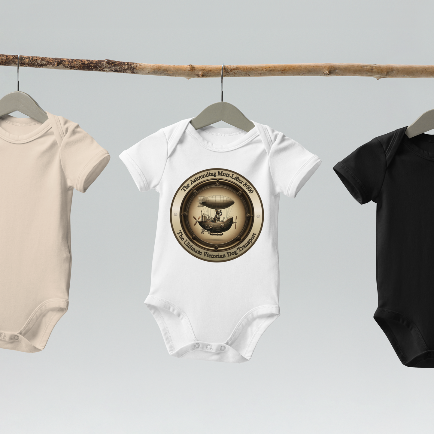 Organic Cotton Baby Bodysuit Steampunk Dog Victorian Style Baby Shower Gift Infant Outfit Quirky Pet Lover Babywear Dog Parent Rescue Dog