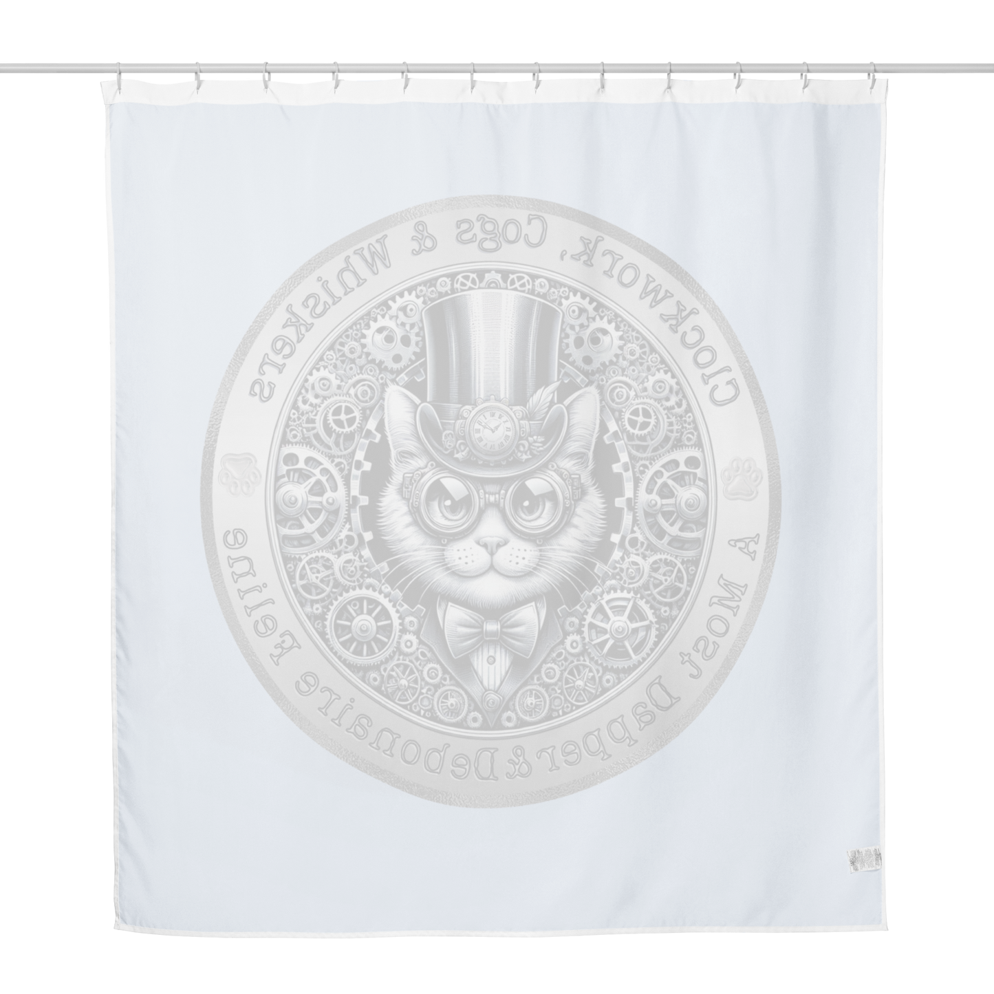 Shower Curtain Steampunk Cat Victorian Style Bathroom Gift Quirky Kitty Design Retro Feline Decor Housewarming Statement Piece Cat Mom Dad