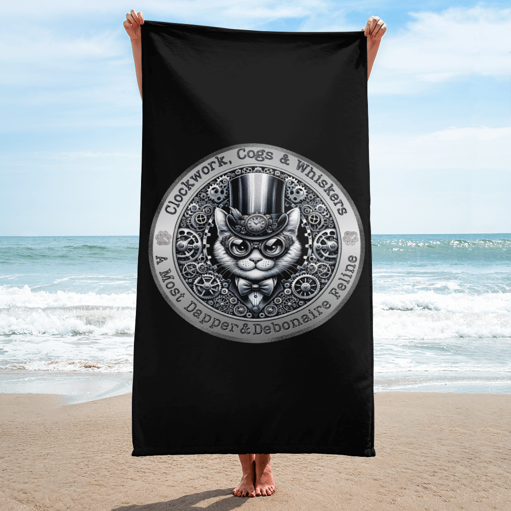 Beach Towel Cat Lovers Funny Steampunk Catful Adoption Gift Retroeful Bath Towel Victorian Kitty Vibeful Bathroom Decor for Cat Parents