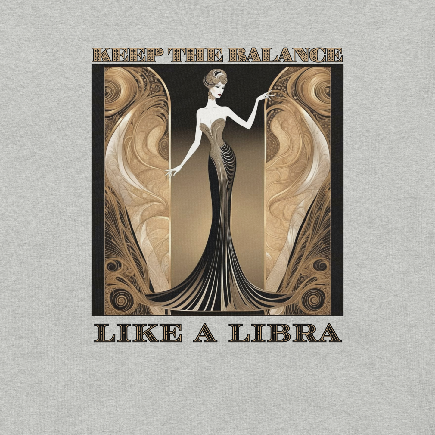 Art Deco Libra T-Shirt - Zodiac Gift for Astrology Lovers
