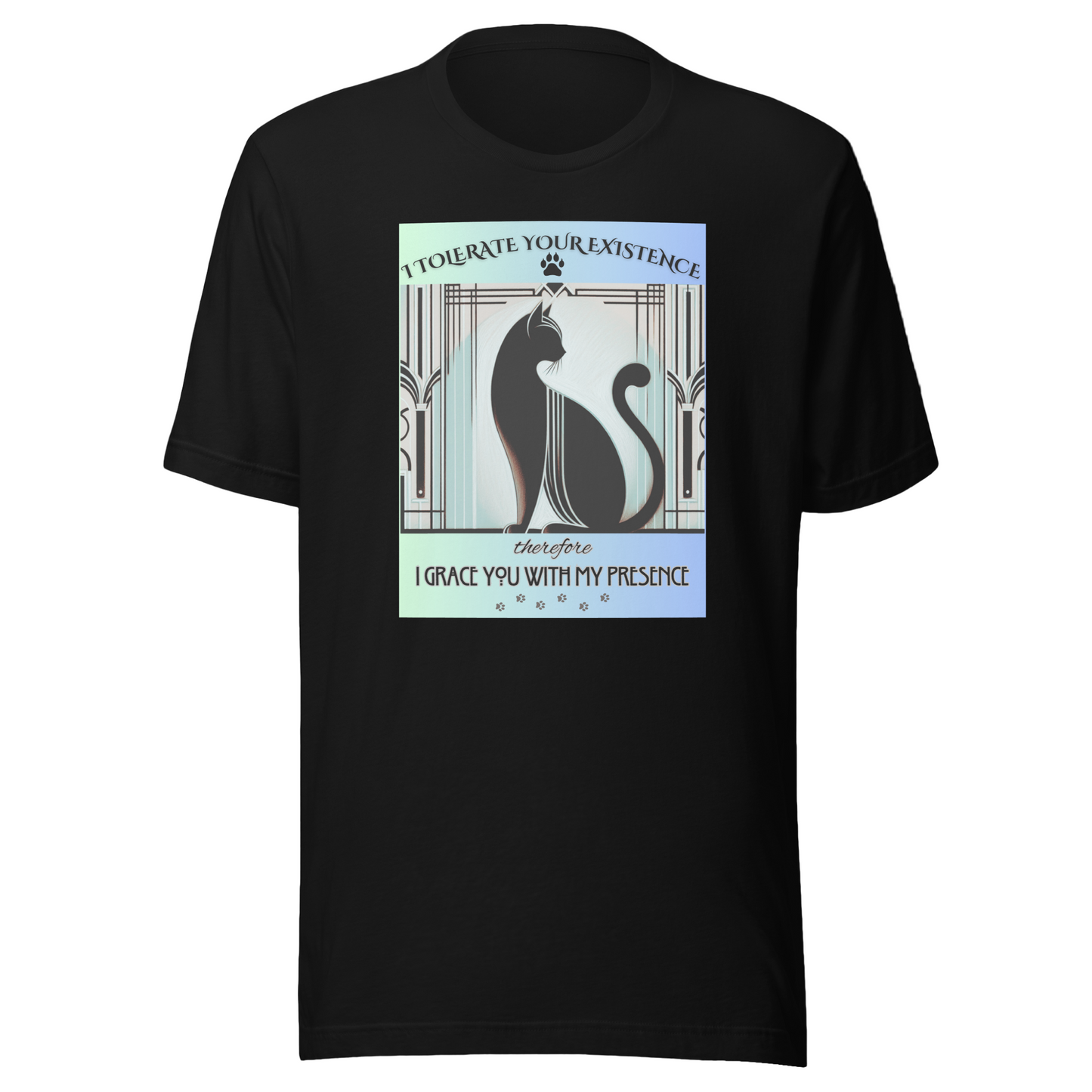 T-Shirt Funny Art Deco Shirt Sarcastic Gift Unisex Fit Unique Cat Whimsical Feline Tee Catful Kitty Humor Apparel Recue Cat Mom Cat Dad