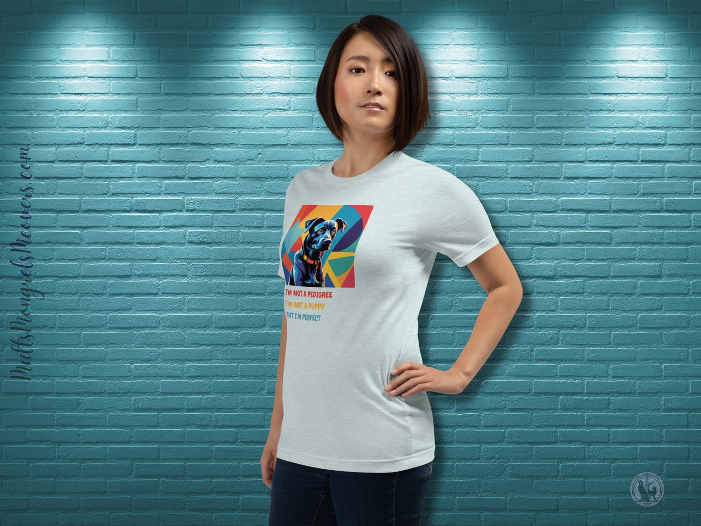 T-Shirt Mixed Breed Dog Lover Tee Rescue Dog Adoption Gift Dogful Pop Art Style Shirt Unique Mature Dog Unisex Graphic Mongrel Mutt Dog Mom