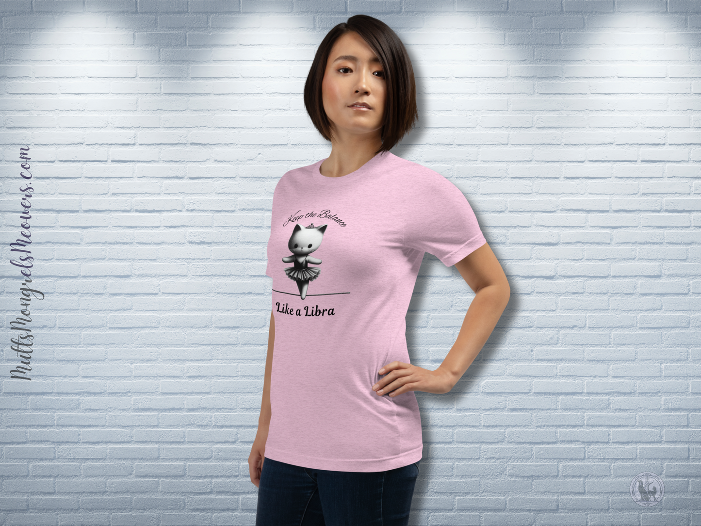 Funny Ballerina Cat T-shirt - Libra Astrology Gift for Cat Moms