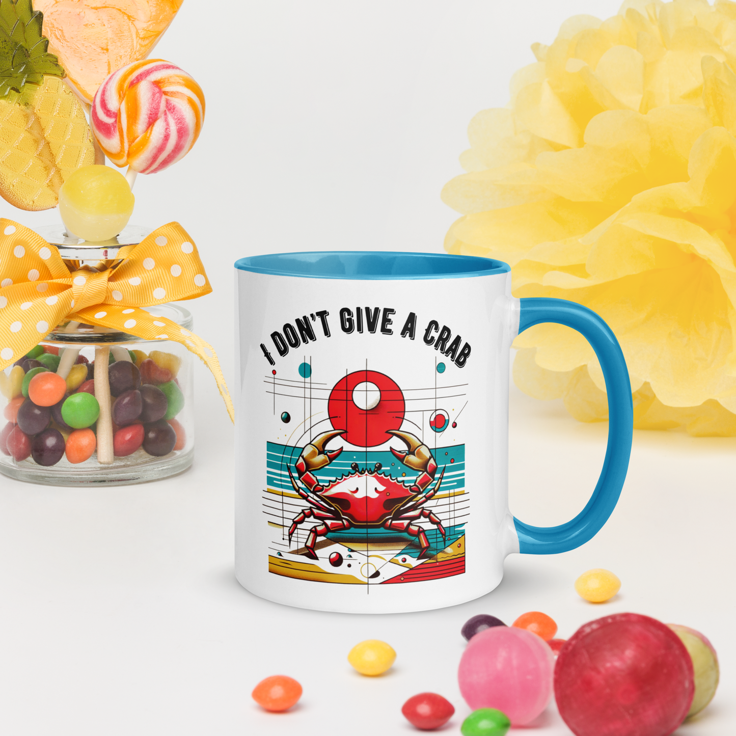 Mug Crabby Cancer Zodiac Pop Art Style Crustacean Astrology Gift Color Inside Cup Horoscope Lover Kitchenware Unique Star Sign Summer Fun