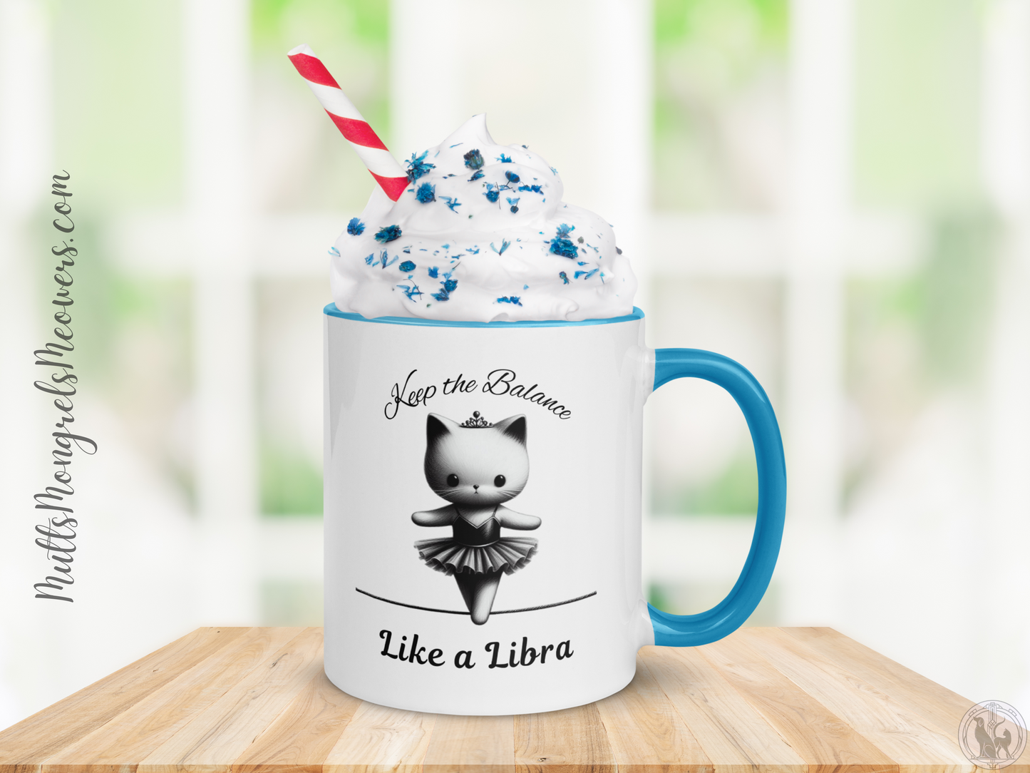Funny Ballerina Cat Mug with Color Inside - Libra Astrology Gift for Cat Lovers