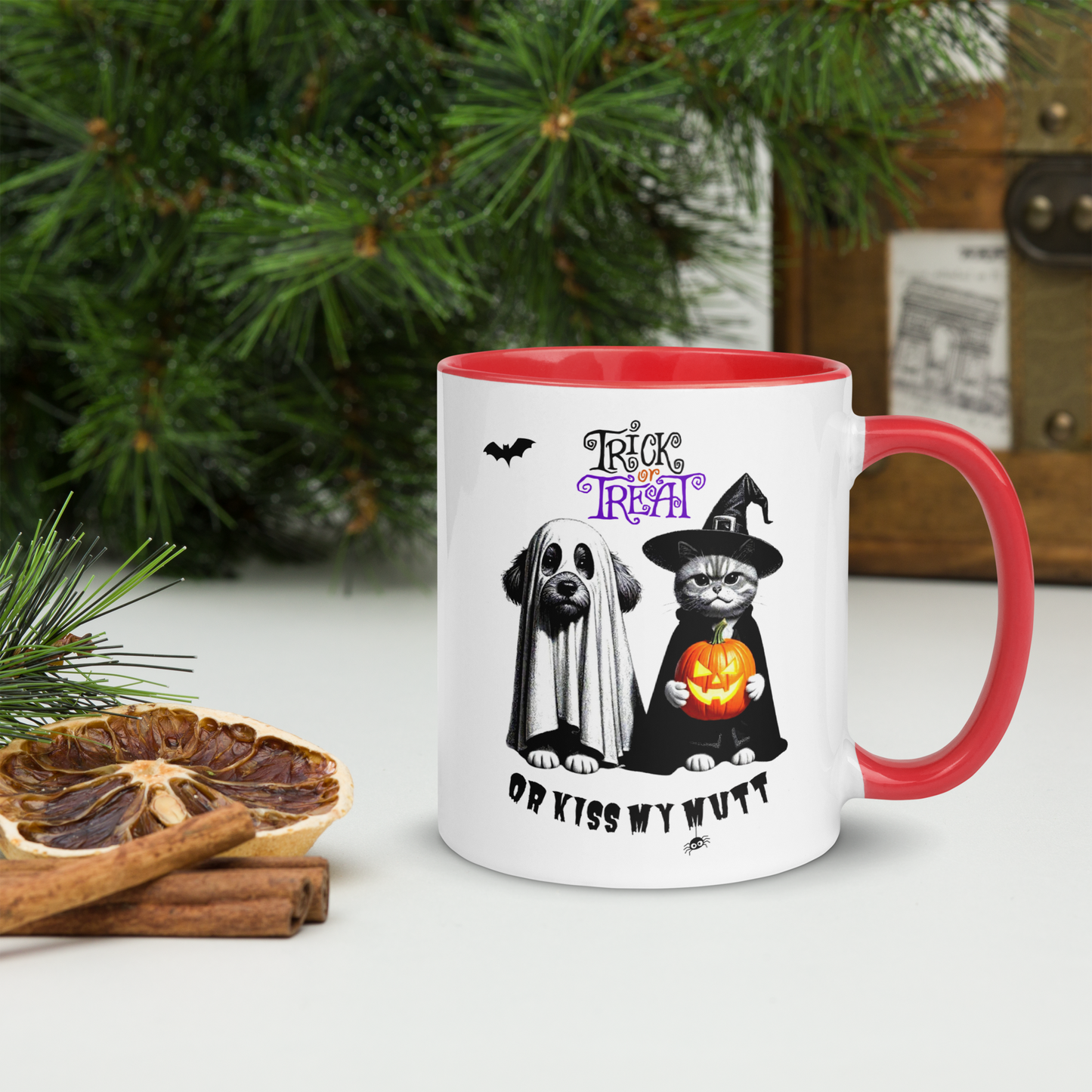 Funny Cat and Dog Mug with Color Inside - Sarcastic Halloween Gift for Pet Parents