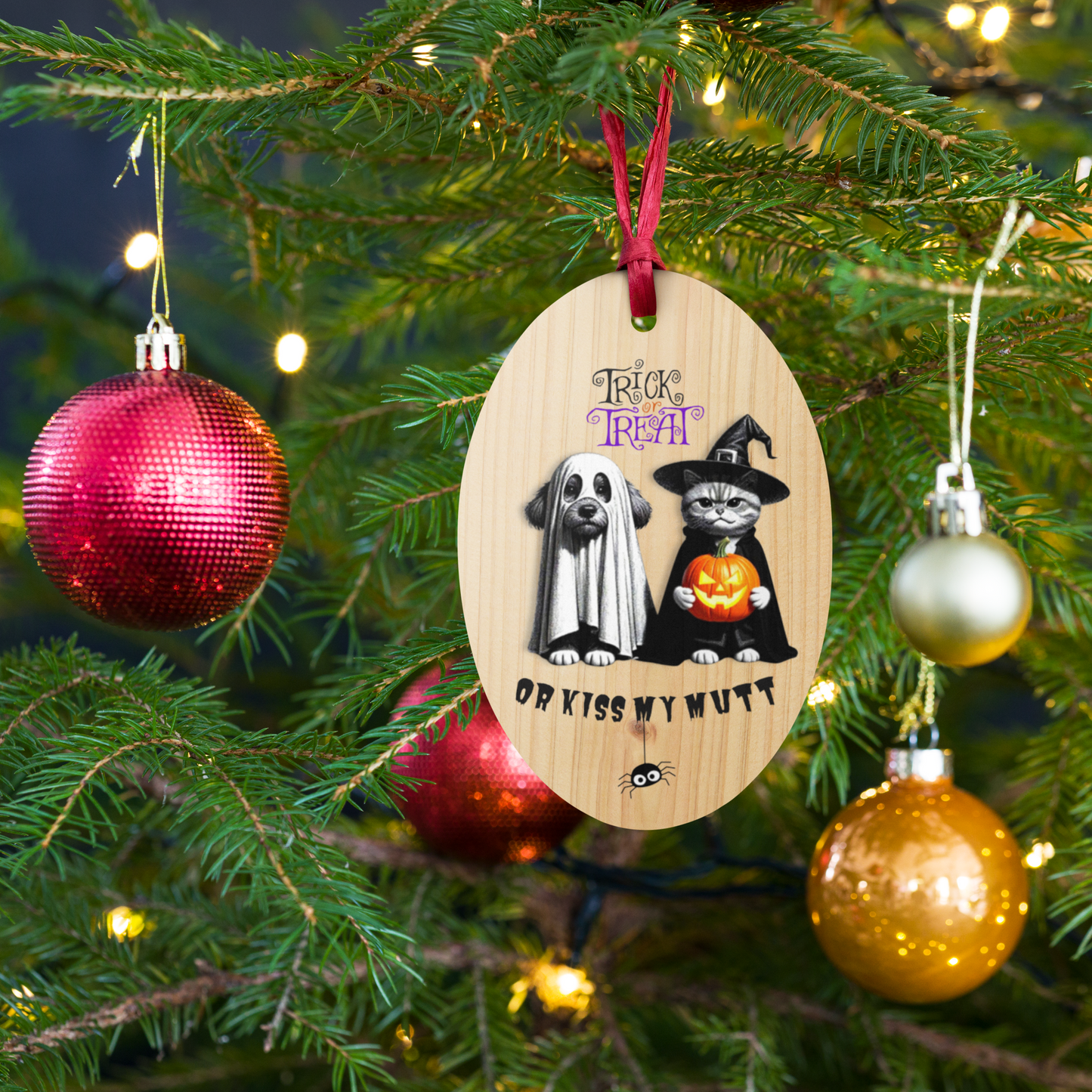 Funny Cat and Dog Ornament with Magnet - Sarcastic Halloween Gift for Pet Parents