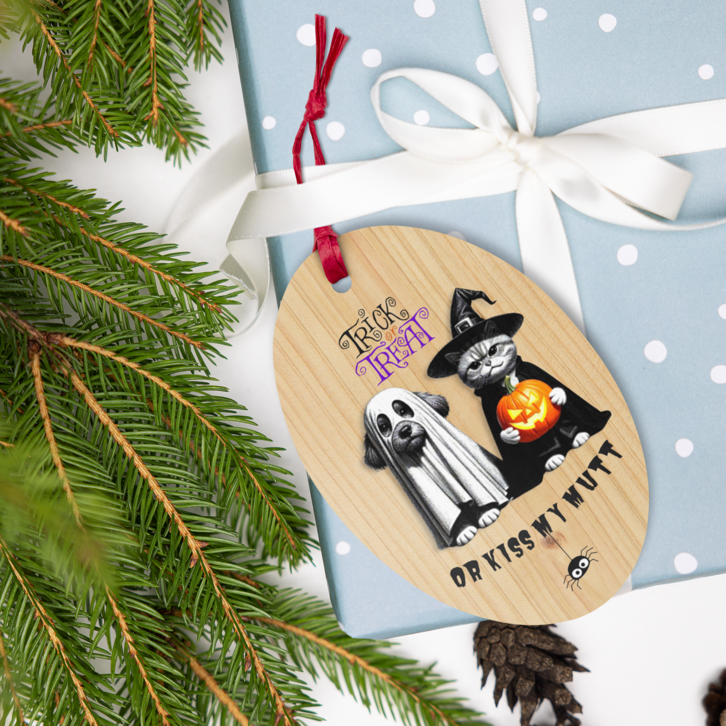 Funny Cat and Dog Ornament with Magnet - Sarcastic Halloween Gift for Pet Parents
