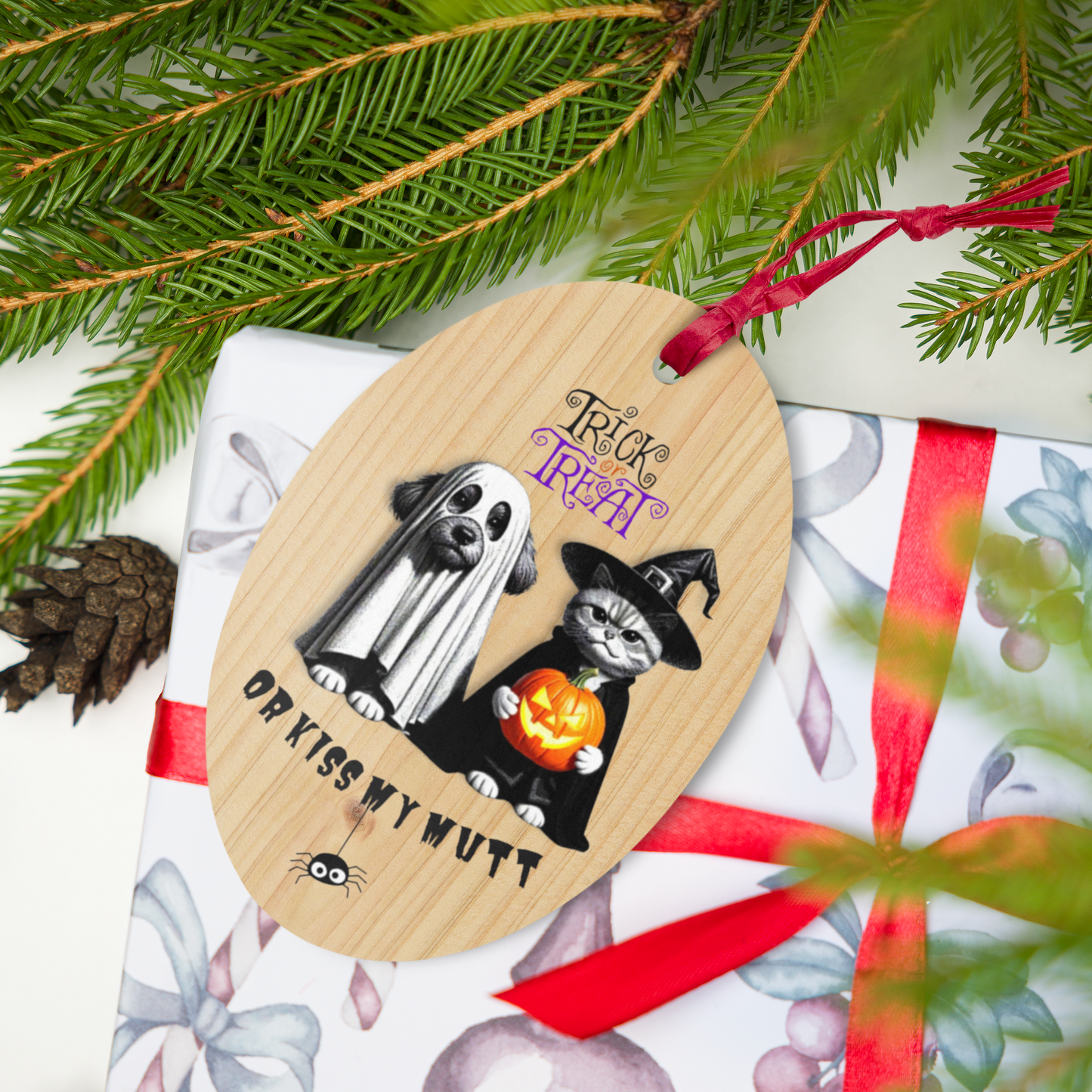 Funny Cat and Dog Ornament with Magnet - Sarcastic Halloween Gift for Pet Parents
