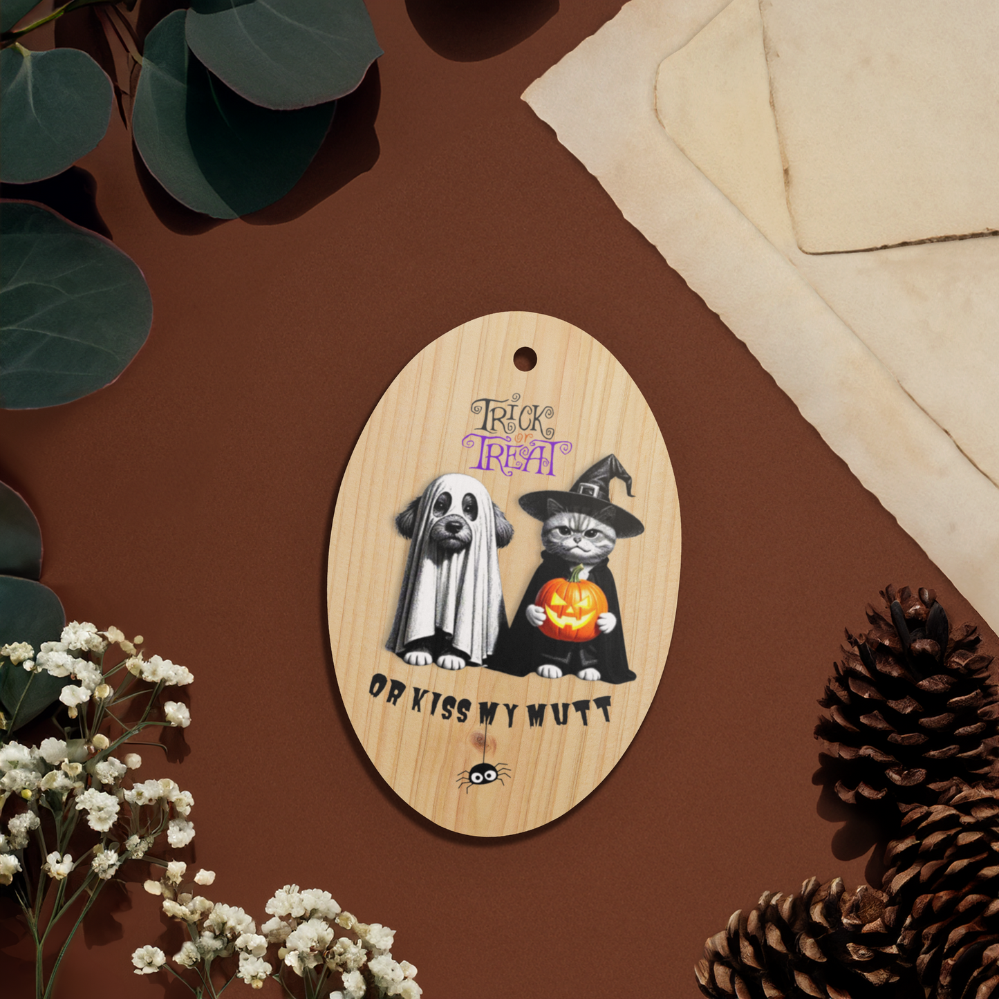 Funny Cat and Dog Ornament with Magnet - Sarcastic Halloween Gift for Pet Parents