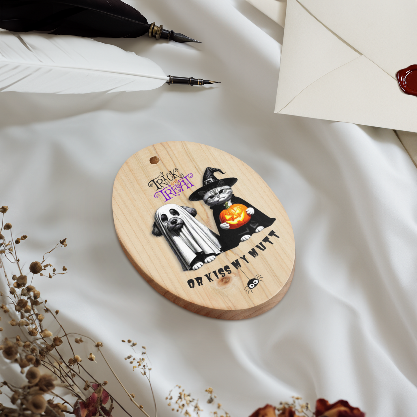 Funny Cat and Dog Ornament with Magnet - Sarcastic Halloween Gift for Pet Parents