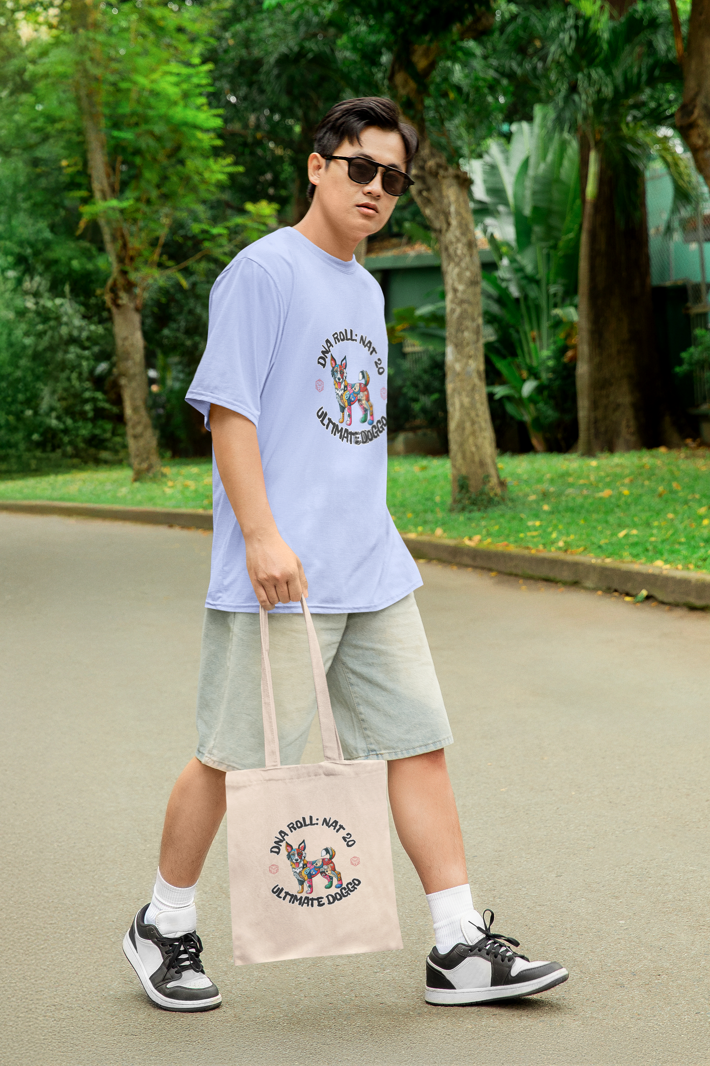 Organic Tote Bag Mixed Breed Rescue Dog Gamer Gift Dogful Mongrel Humor RPG Dice Dog Style Cotton Tote Bag Dog Lovers Mum Dad Funny Roleplay