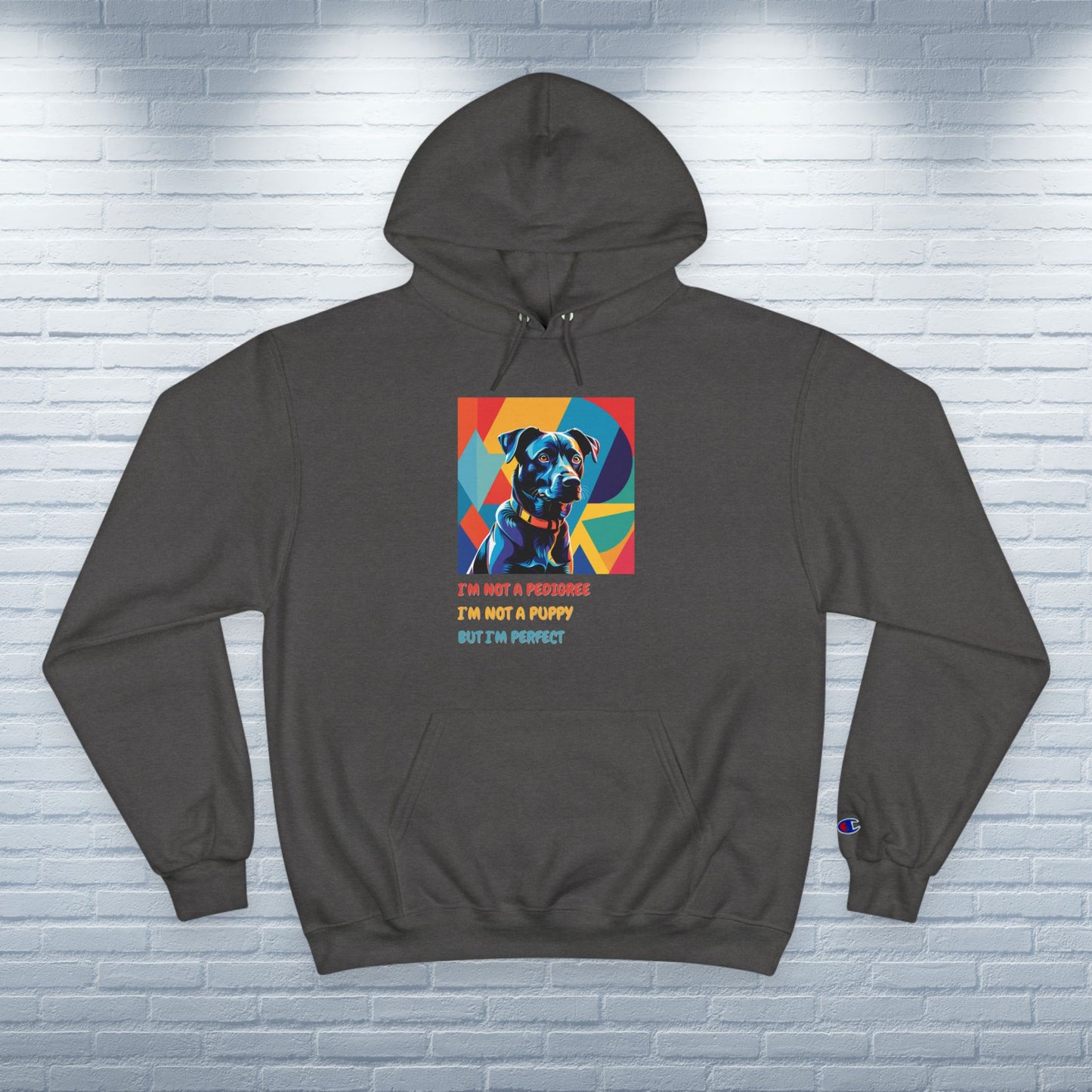 Champion Hoodie Mixed Breed Rescue Dog Mongrel Dogful Gift Pet Apparel Funny Unique Pop Art Style Pop Art Hoodie Unisex Mutt Dog Mom Dad
