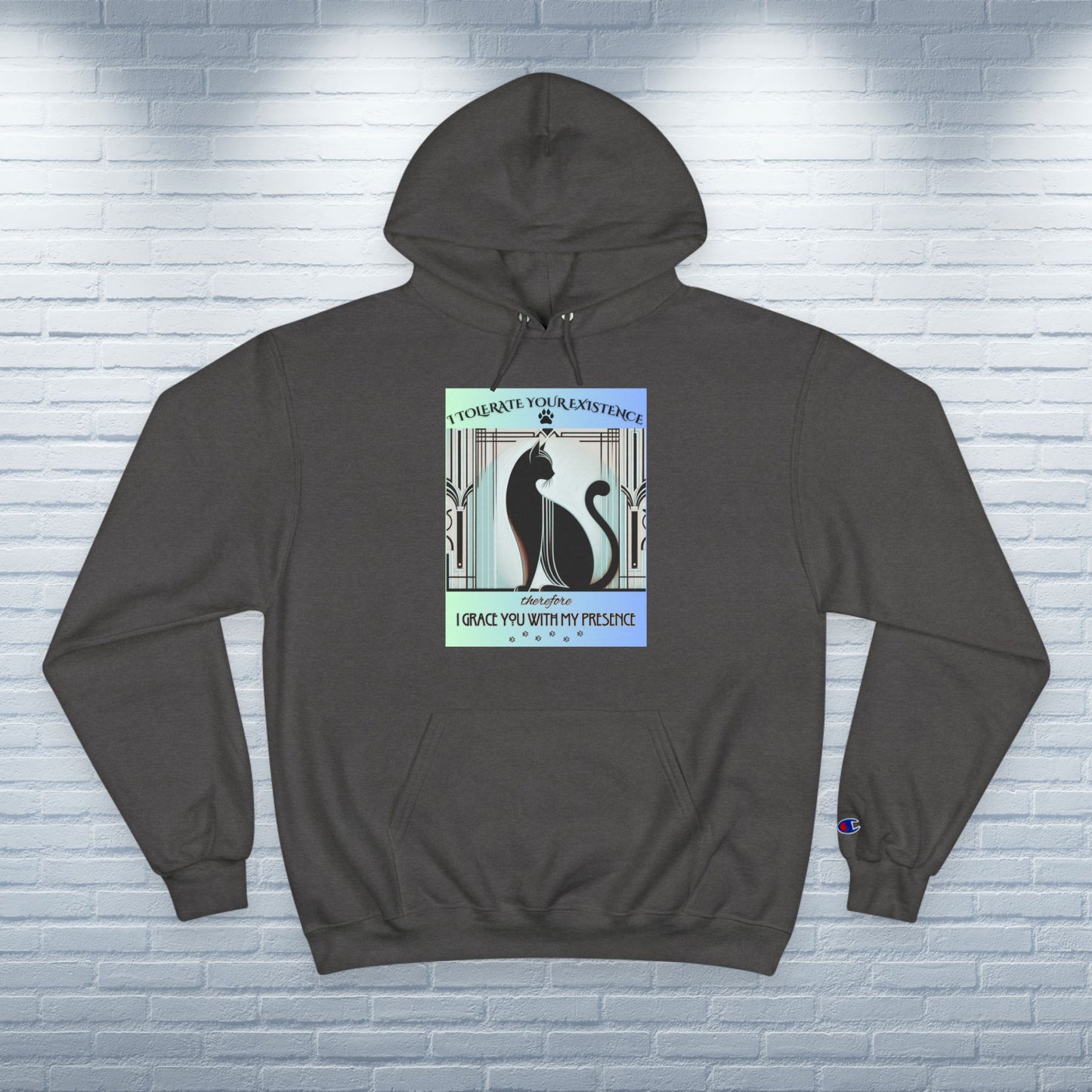 Champion Hoodie Cat Lover Feline Catful Gift Pet Apparel Sarcastic Kitty Retro Art Deco Unique Cozy Wear Dog Mom Dad Unisex Unique Adventure