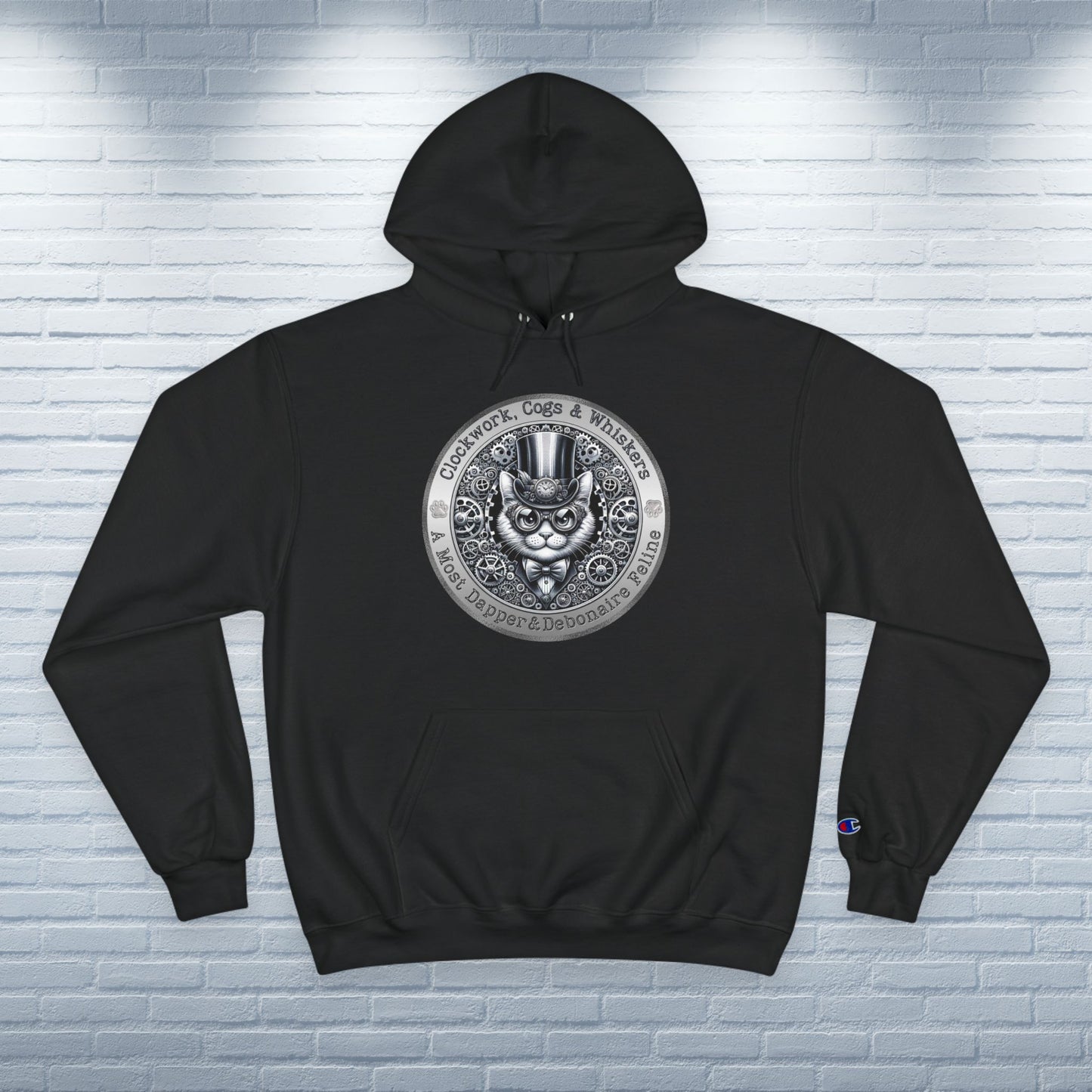 Champion Hoodie Cat Lover Steampunk Victorian Catful Clockwork Whiskers Gift Quirky Pet Apparel Unique Kitty Style Cozy Wear Cat Mom Dad