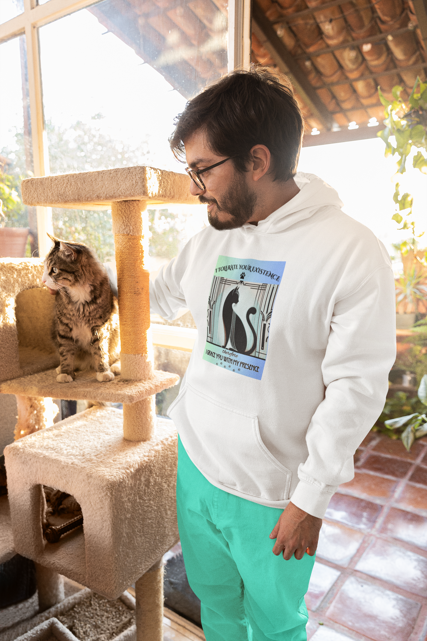 Champion Hoodie Cat Lover Feline Catful Gift Pet Apparel Sarcastic Kitty Retro Art Deco Unique Cozy Wear Dog Mom Dad Unisex Unique Adventure