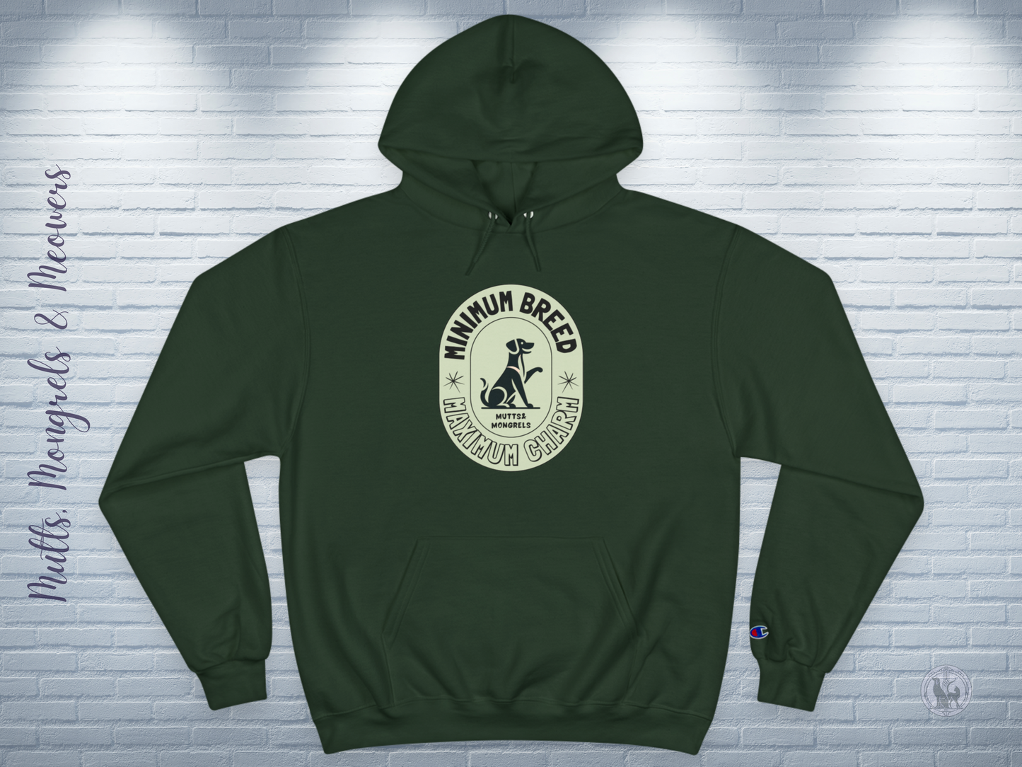 Champion Hoodie Mixed Breed Rescue Dog Mongrel Dogful Mutt Charm Gift Pet Apparel Unique Art Deco Pride Style Dog Mom Dad Unisex Unique