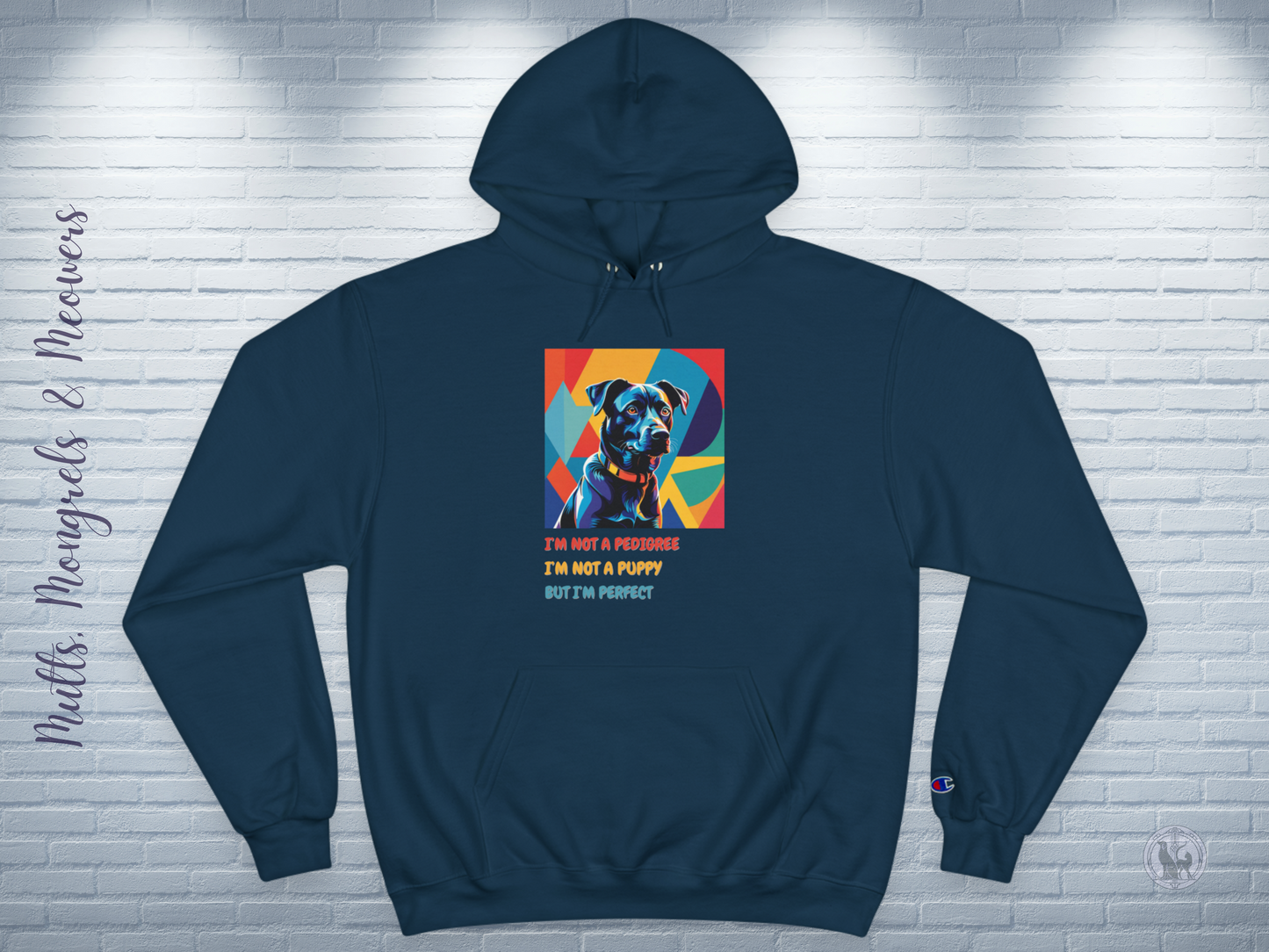 Champion Hoodie Mixed Breed Rescue Dog Mongrel Dogful Gift Pet Apparel Funny Unique Pop Art Style Pop Art Hoodie Unisex Mutt Dog Mom Dad