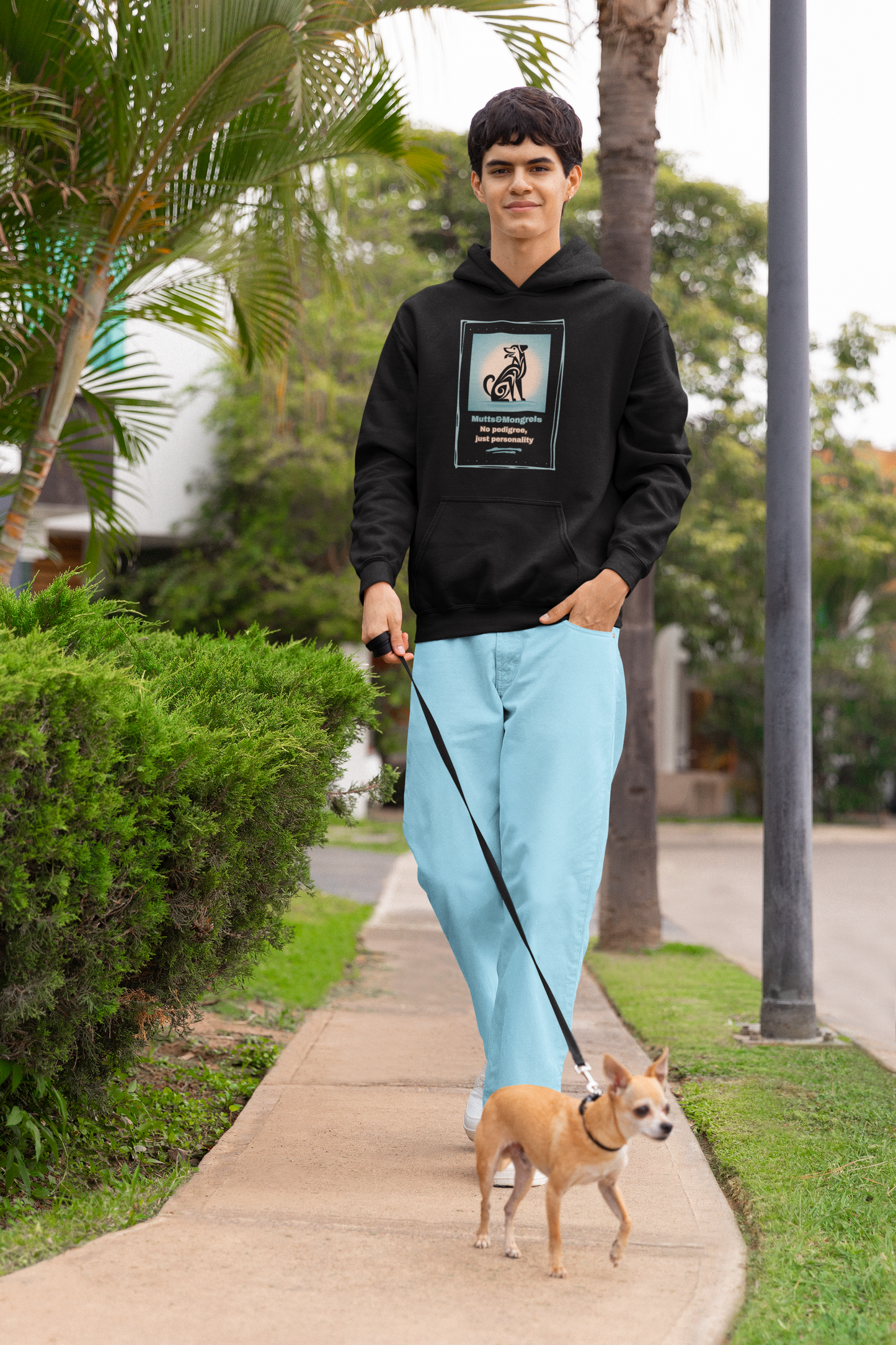 Champion Hoodie Mixed Breed Rescue Dog Mongrel Dogful Art Deco Gift Pet Apparel Funny Unique Style Fashion Dog Mom Dad Unisex Adventure