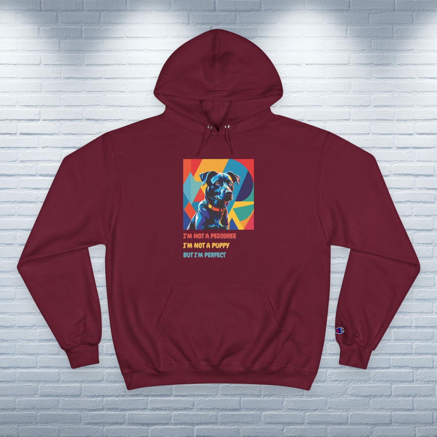 Champion Hoodie Mixed Breed Rescue Dog Mongrel Dogful Gift Pet Apparel Funny Unique Pop Art Style Pop Art Hoodie Unisex Mutt Dog Mom Dad
