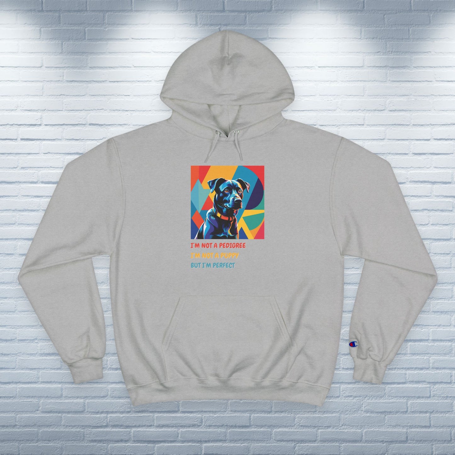Champion Hoodie Mixed Breed Rescue Dog Mongrel Dogful Gift Pet Apparel Funny Unique Pop Art Style Pop Art Hoodie Unisex Mutt Dog Mom Dad