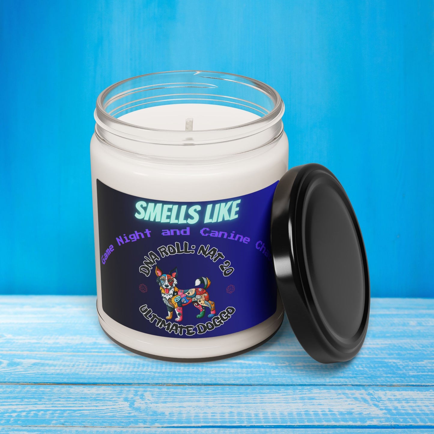 Candle Scented Soy Candle Game Night Mixed Breed Dog Lover Gift Geeky RPG Rescue Dogful Canine Chaos Funny Home Decor Aroma for Dog Parents