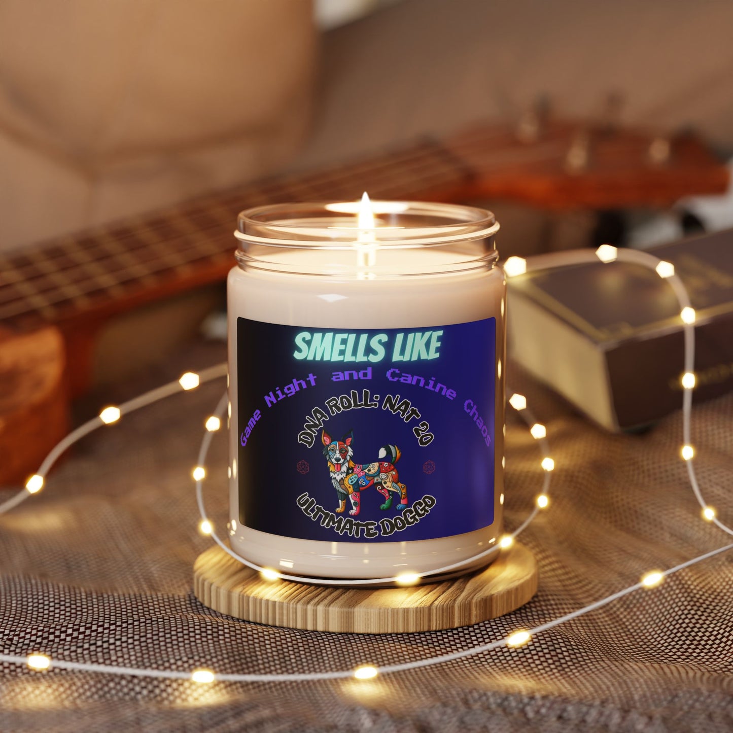 Candle Scented Soy Candle Game Night Mixed Breed Dog Lover Gift Geeky RPG Rescue Dogful Canine Chaos Funny Home Decor Aroma for Dog Parents