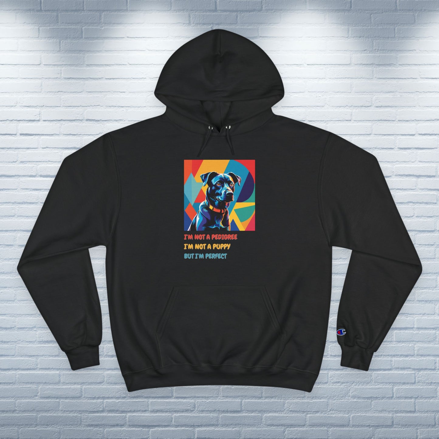 Champion Hoodie Mixed Breed Rescue Dog Mongrel Dogful Gift Pet Apparel Funny Unique Pop Art Style Pop Art Hoodie Unisex Mutt Dog Mom Dad