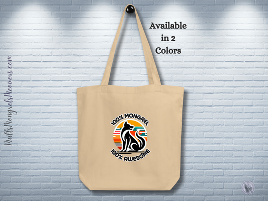 Organic Tote Bag Mixed Breed Rescue Dog Mongrel Dogful Funny Retro Mutt Eco Design Cotton Tote Bag Dog Lovers Quirky Gift Idea Dog Mum Dad