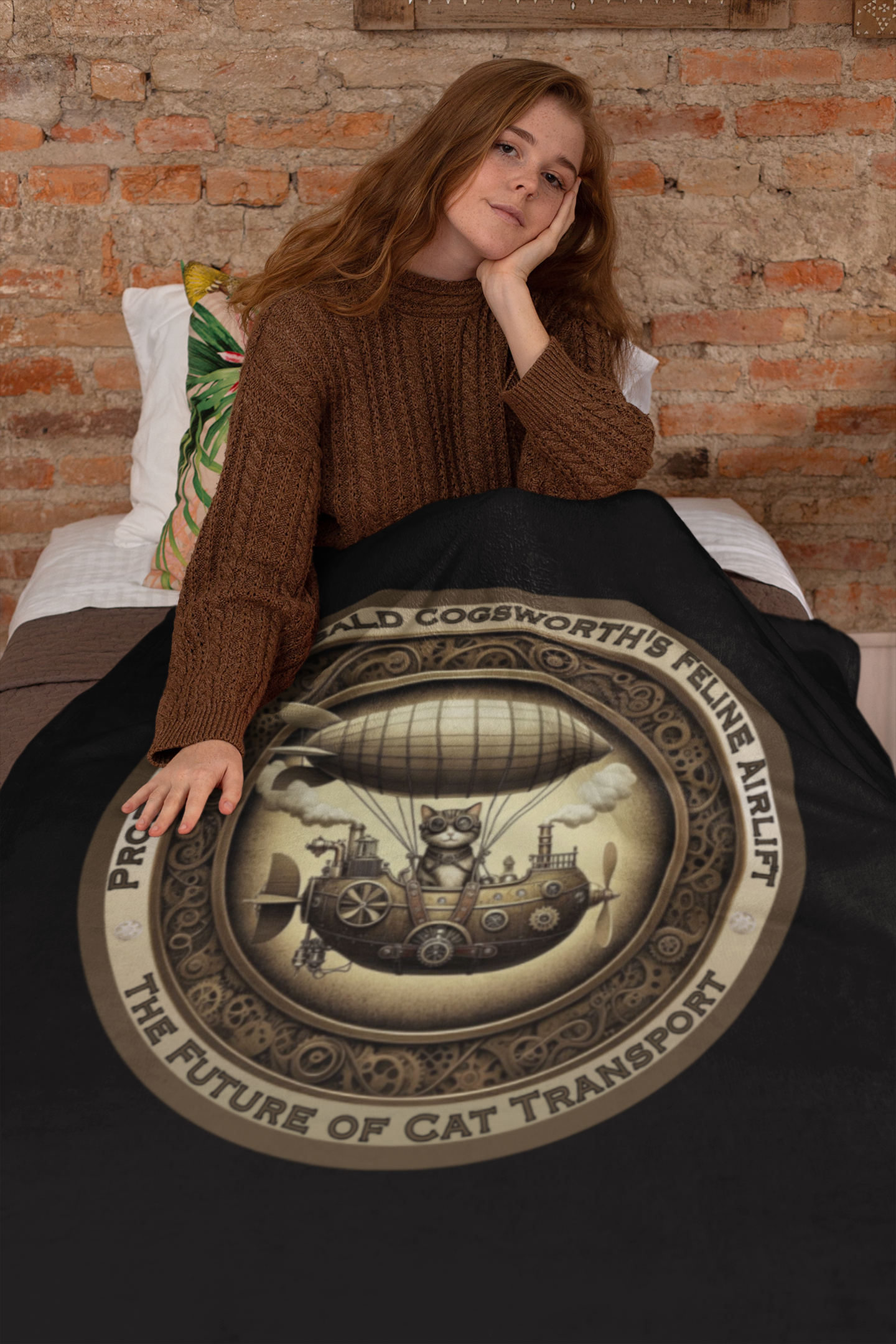 Throw Blanket Catful Proud Cat Mom Rescue Cat Cozy Blanket Steampunk Victorian Feline Airlift Gift for Cat Lover