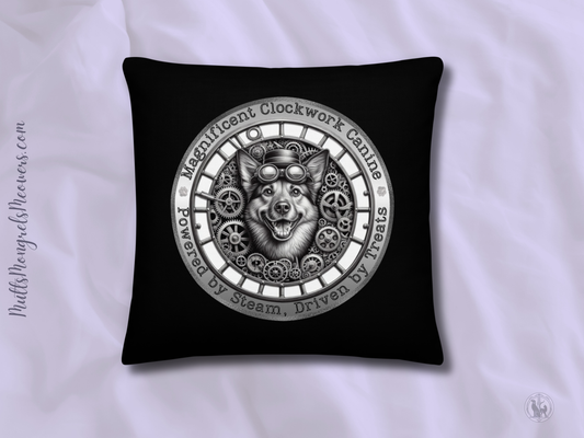 Pillow Throw Clockwork Canine Design For Dog Lovers Mixed Breed Dogful Steampunk Dog Victorian Unique Rescue Mutt Pet Décor Dog Mum Dog Dad