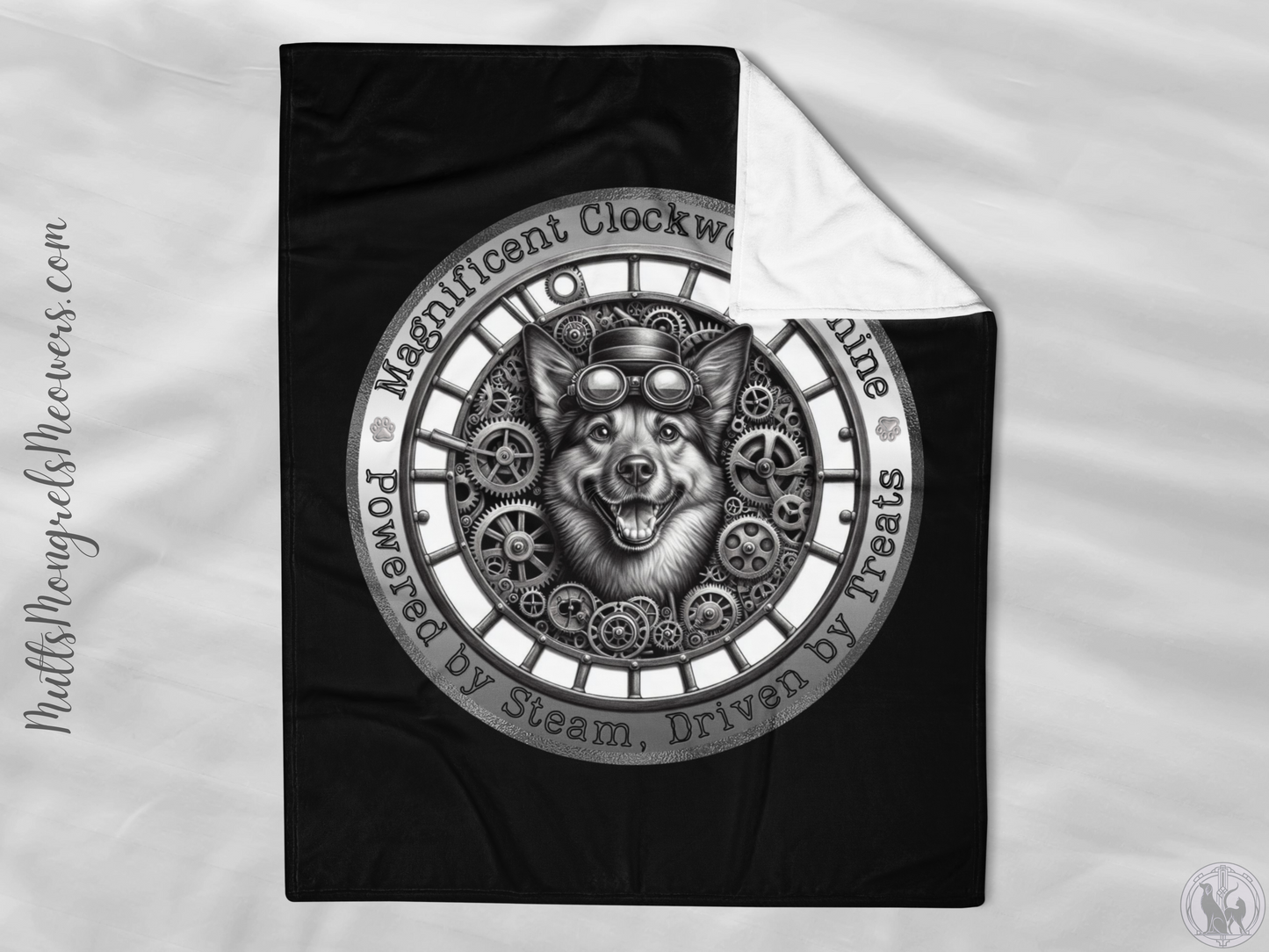 Throw Blanket Dogful Mixed Breed Dog Mom Steampunk Victorian Rescue Dog Cozy Blanket Gift for Dog Lover