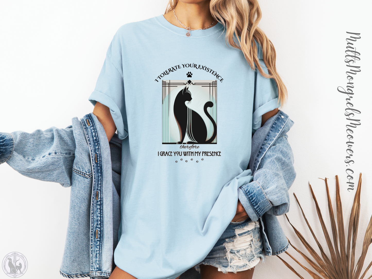 T-Shirt Funny Cat Shirt Art Deco Retro Style Sarcastic Gift Unisex Comfort Colors Whimsical Catful Kitty Feline Humor Apparel for Cat Parent
