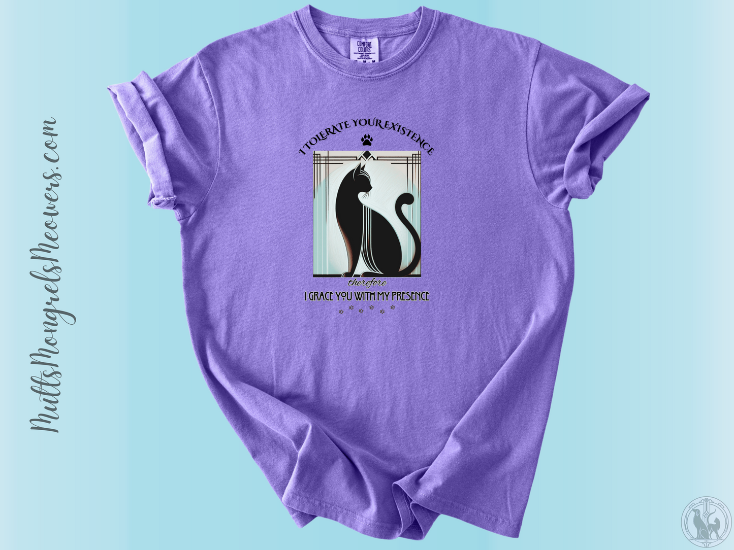 T-Shirt Funny Cat Shirt Art Deco Retro Style Sarcastic Gift Unisex Comfort Colors Whimsical Catful Kitty Feline Humor Apparel for Cat Parent