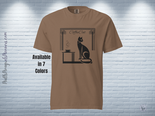T-Shirt Stylish Comfort Colors Art Deco Coffee Cat Parent Gift Catful Unisex Fit Unique Whimsical Feline Kitty Graphic Cat Lover Apparel