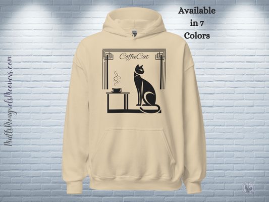 Hoodie Stylish Gildan Art Deco Coffee Cat Parent Gift Catful Unisex Fit Unique Whimsical Feline Kitty Graphic Retro Cat Lover Apparel