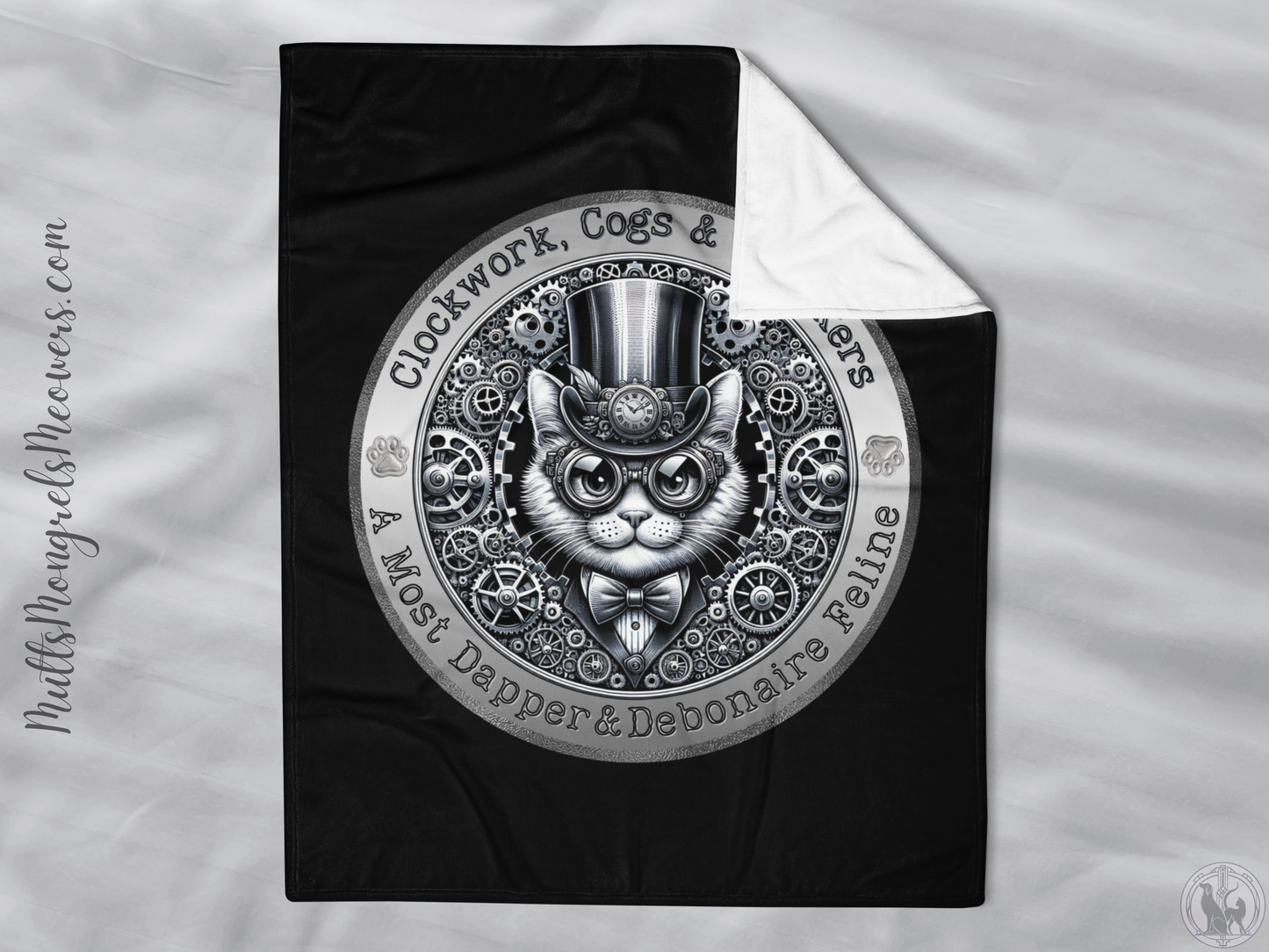 Throw Blanket Catful Proud Cat Mom Rescue Cat Cozy Blanket Clockwork Whiskers Victorian Gift for Cat Lover