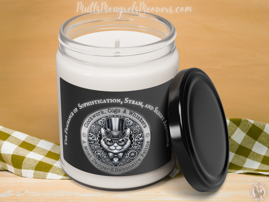 Candle Funny Steampunk Cat Gift Scented Soy Candle Whimsical Feline Catful Kitty Lover Quirky Victorian Pet Decor for Stylish Cat Parents