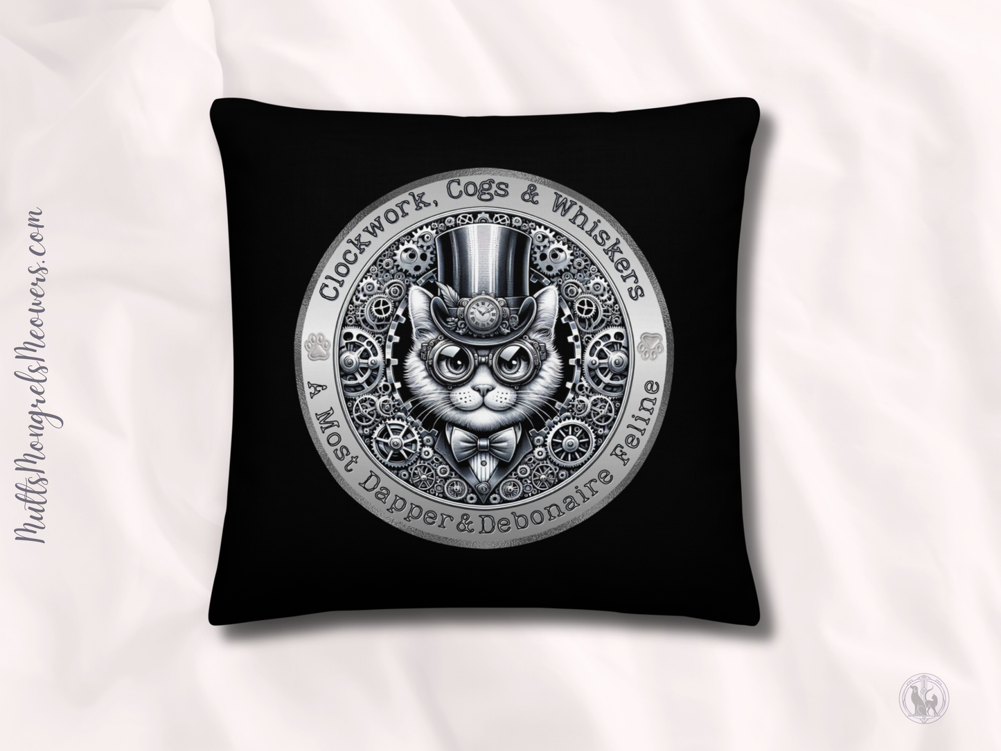 Pillow Throw Clockwork Whiskers Design For Cat Lovers Steampunk Feline Pillow Unique Decor Cat Lover Cushion Victorian Kitty Art Rescue Cat
