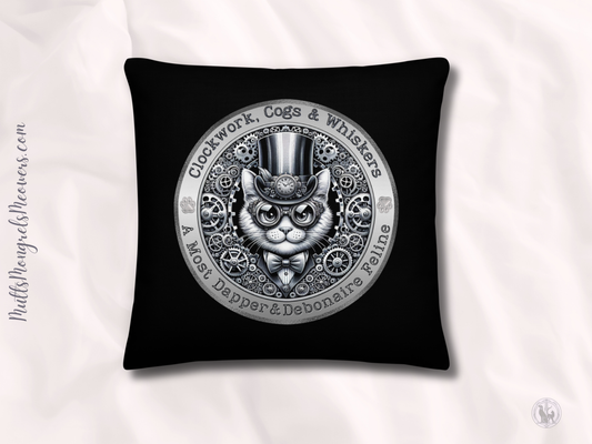 Pillow Throw Clockwork Whiskers Design For Cat Lovers Steampunk Feline Pillow Unique Decor Cat Lover Cushion Victorian Kitty Art Rescue Cat